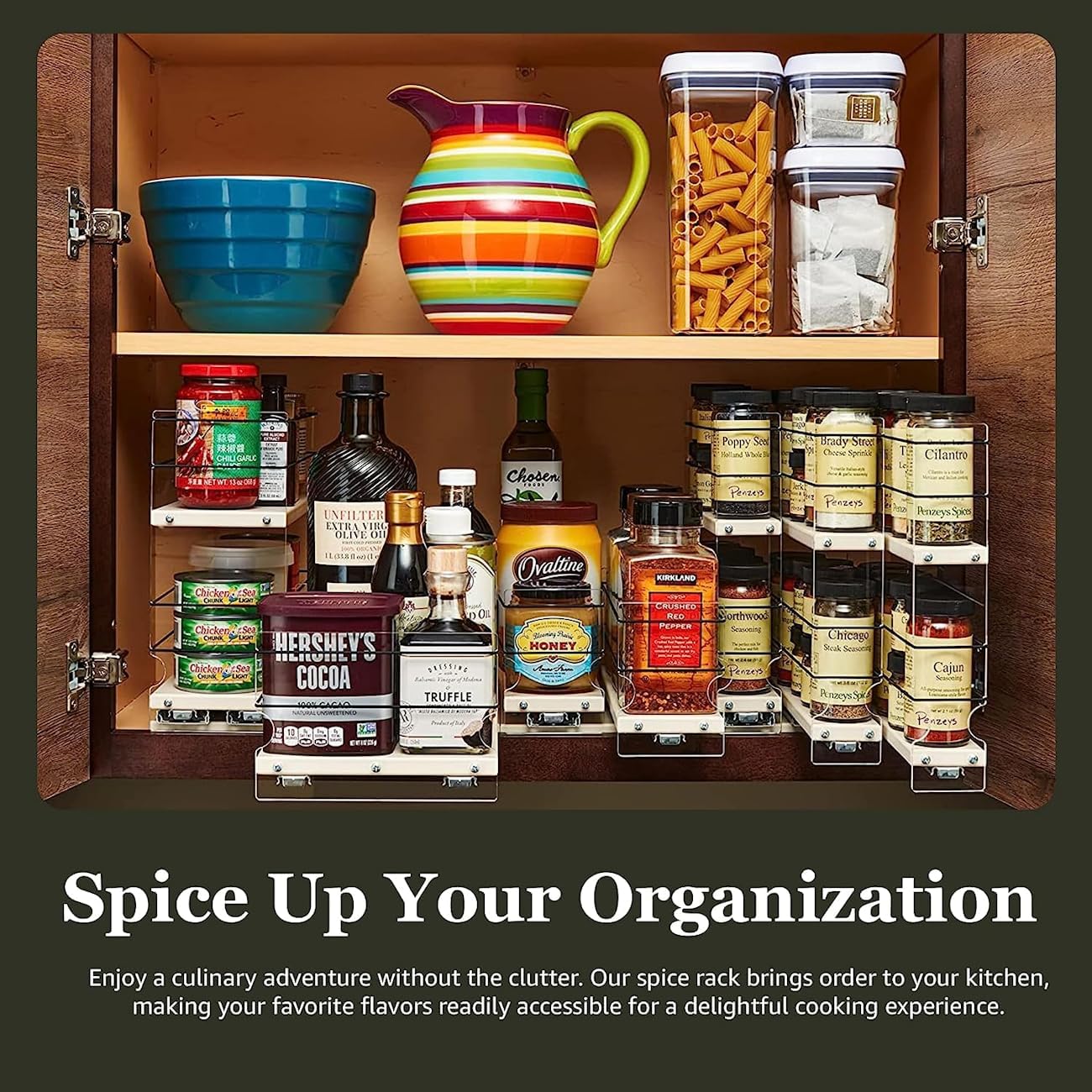 Vertical Spice Combo Spice Rack Drawer - Pull Out Pantry Organizers and Storage - Kitchen Cabinet