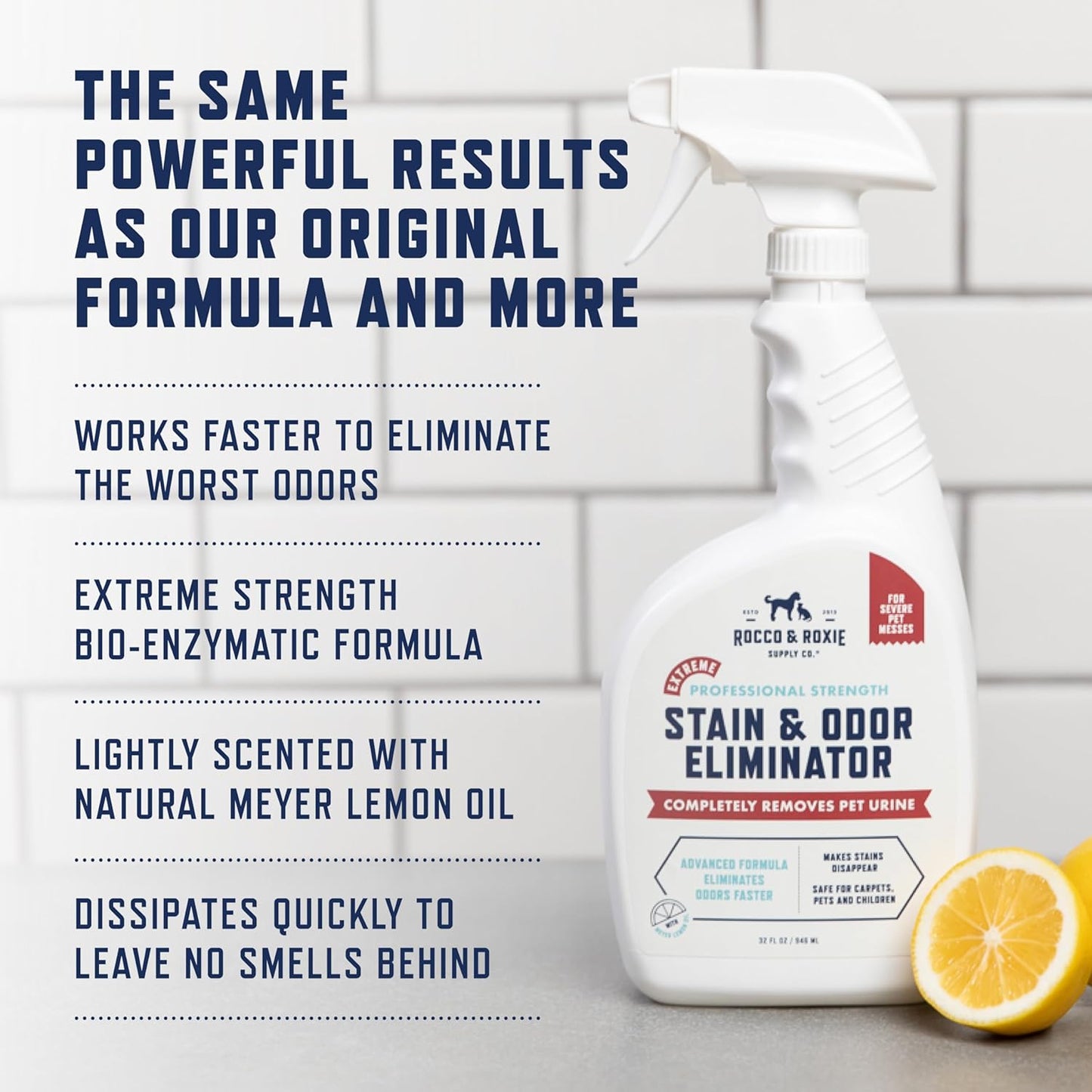 Rocco & Roxie Extreme Stain & Odor Eliminator for Strong Odor, Pet Urine Enzyme Cleaner Destroyer