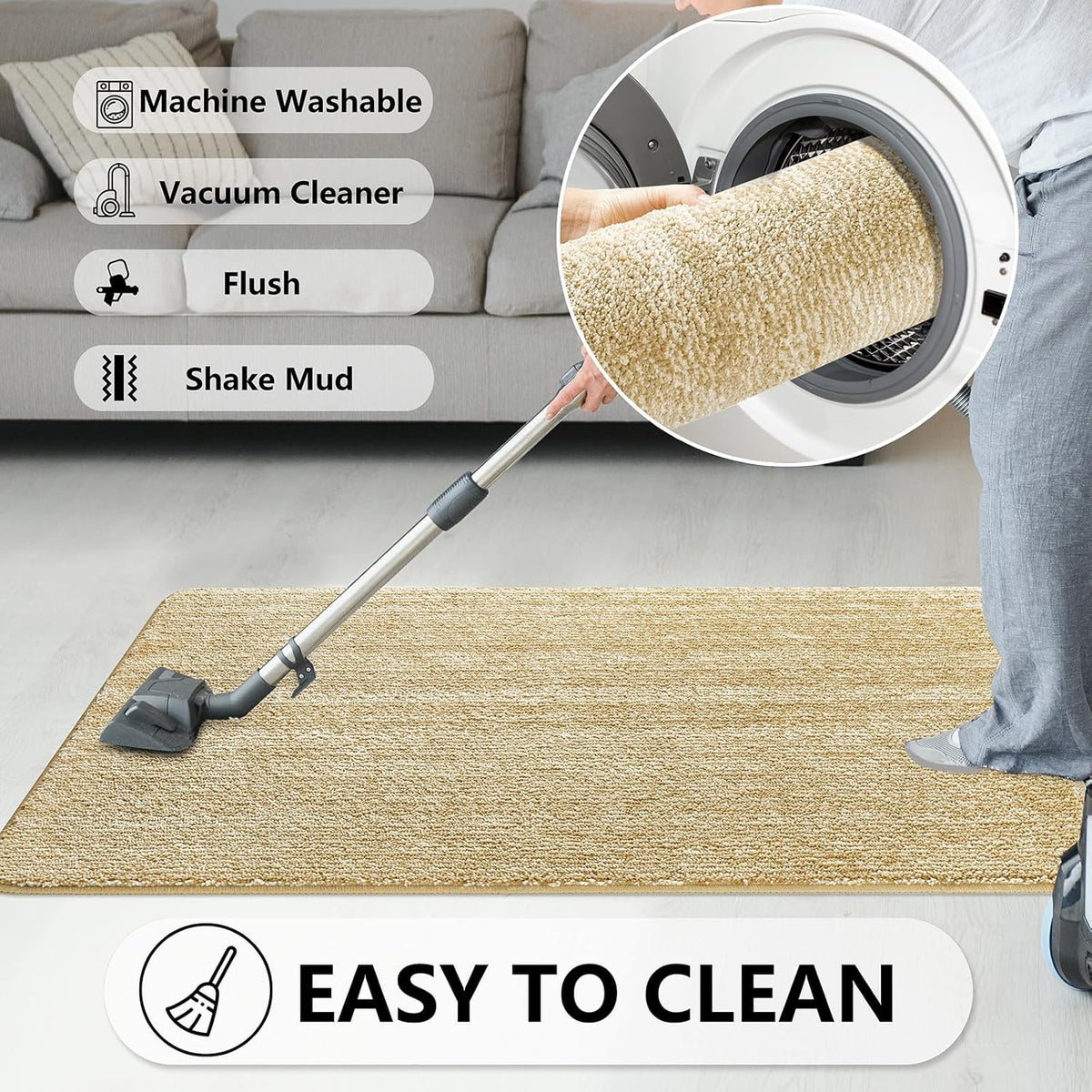 REFETONE Indoor Doormat, Front Door Mat 32"x48" Absorbent Rubber Backing Non Slip Back Door Mats