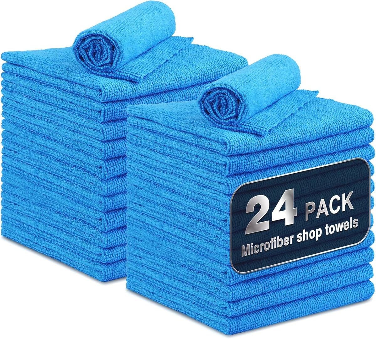Shop Towels, 24 Pack Commercial Grade Shops Rags Microfiber Towel for Cars Cleaning Rags Bulk Clean