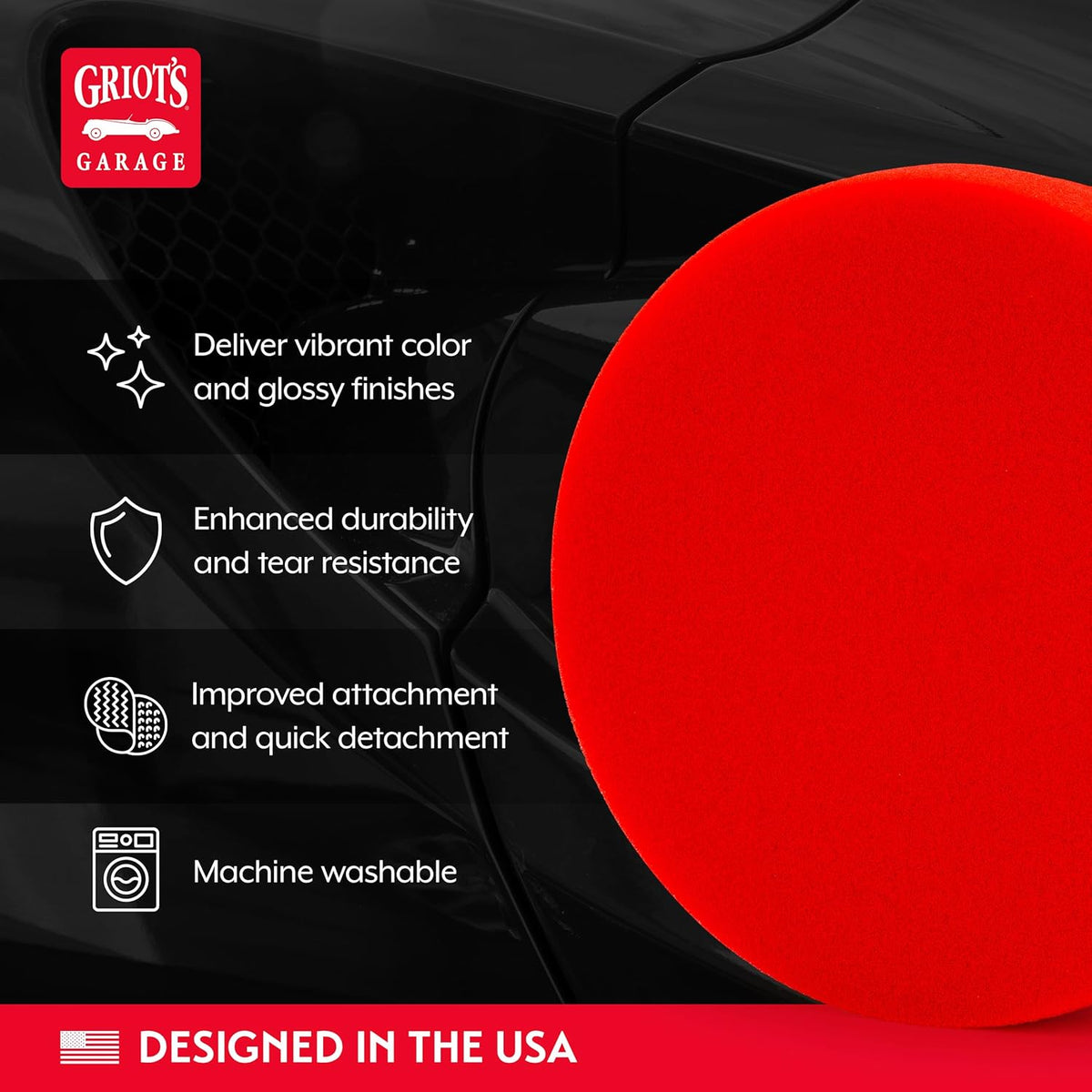 Griot's Garage 5.5” Red Foam Waxing Pads for Car Detailing, Polishing and Buffing Pads for Use with