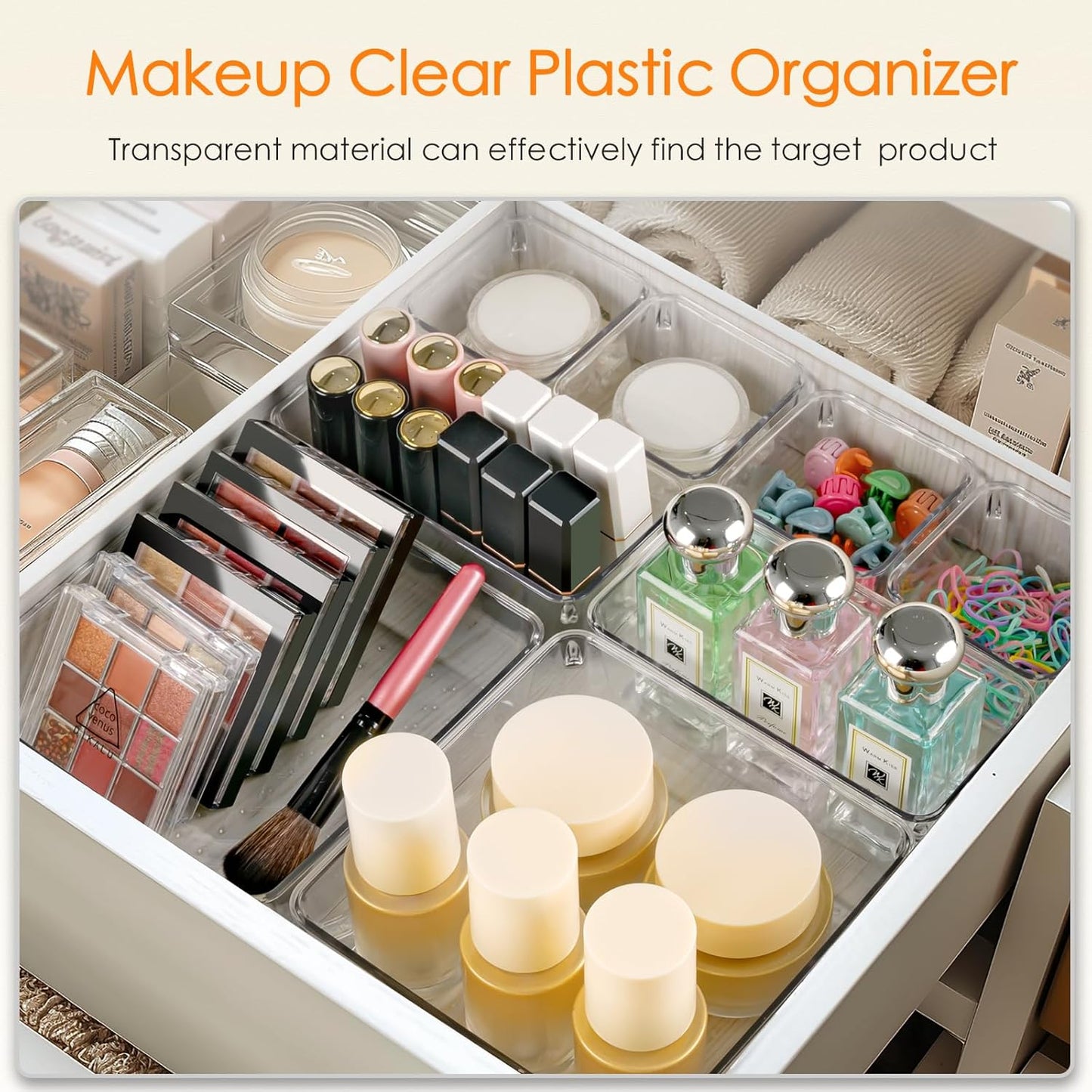 Criusia Drawer Organizer, 26 Pack Clear Plastic Drawer Organizer Bins, Versatile Organization and