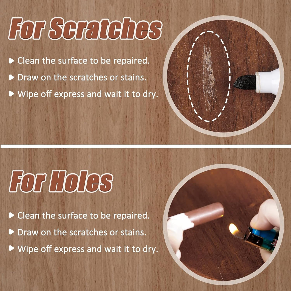 SEISSO 18 Colors Wood Wax Sticks ＆ Wood Markers Furniture Repair Kit - Set of 39 - Wood Floor
