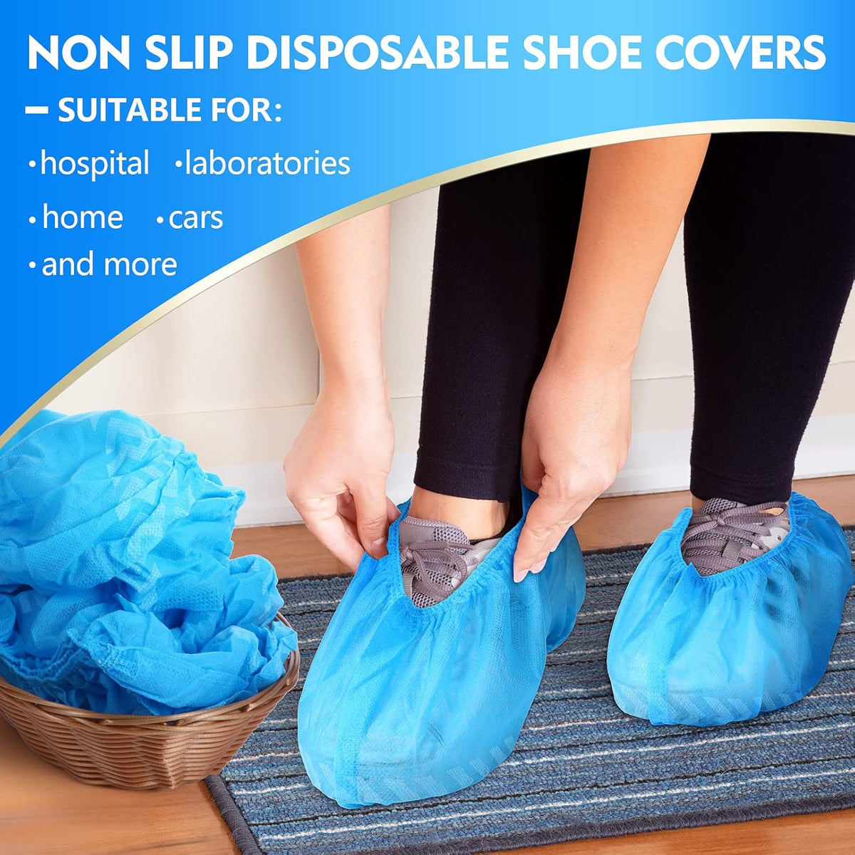 Zhanmai 300 Pack Disposable Shoe Covers Non Slip Disposable Large Foot Booties Shoe Covers for