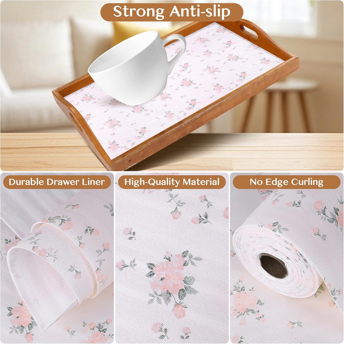 Non-Adhesive Shelf and Drawer Liner for Kitchen Cabinets, 12 in x 17FT Strong Non-Slip Cabinet