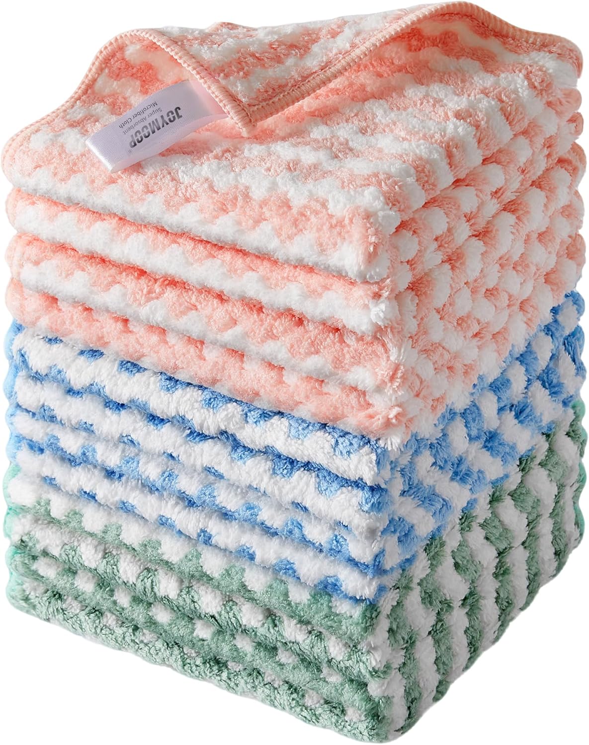 JOYMOOP Microfiber Cleaning Cloth, Mixed Color Towels with Edging, Large Size 6 Pack (11.8" x