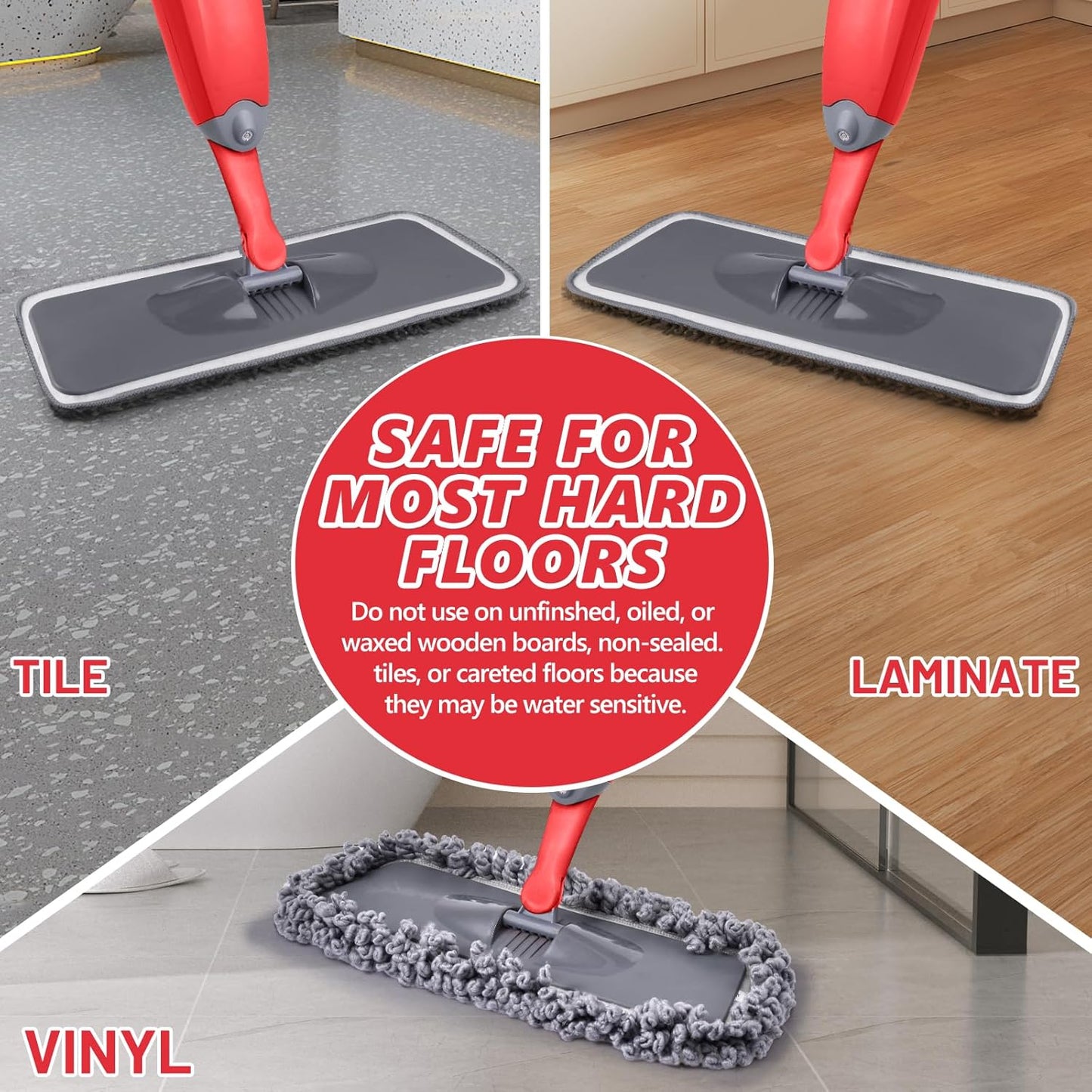 HOMTOYOU Dust Mop for Hardwood Floors: Microfiber Spray Mop for Cleaning Laminate Wood Tile Home