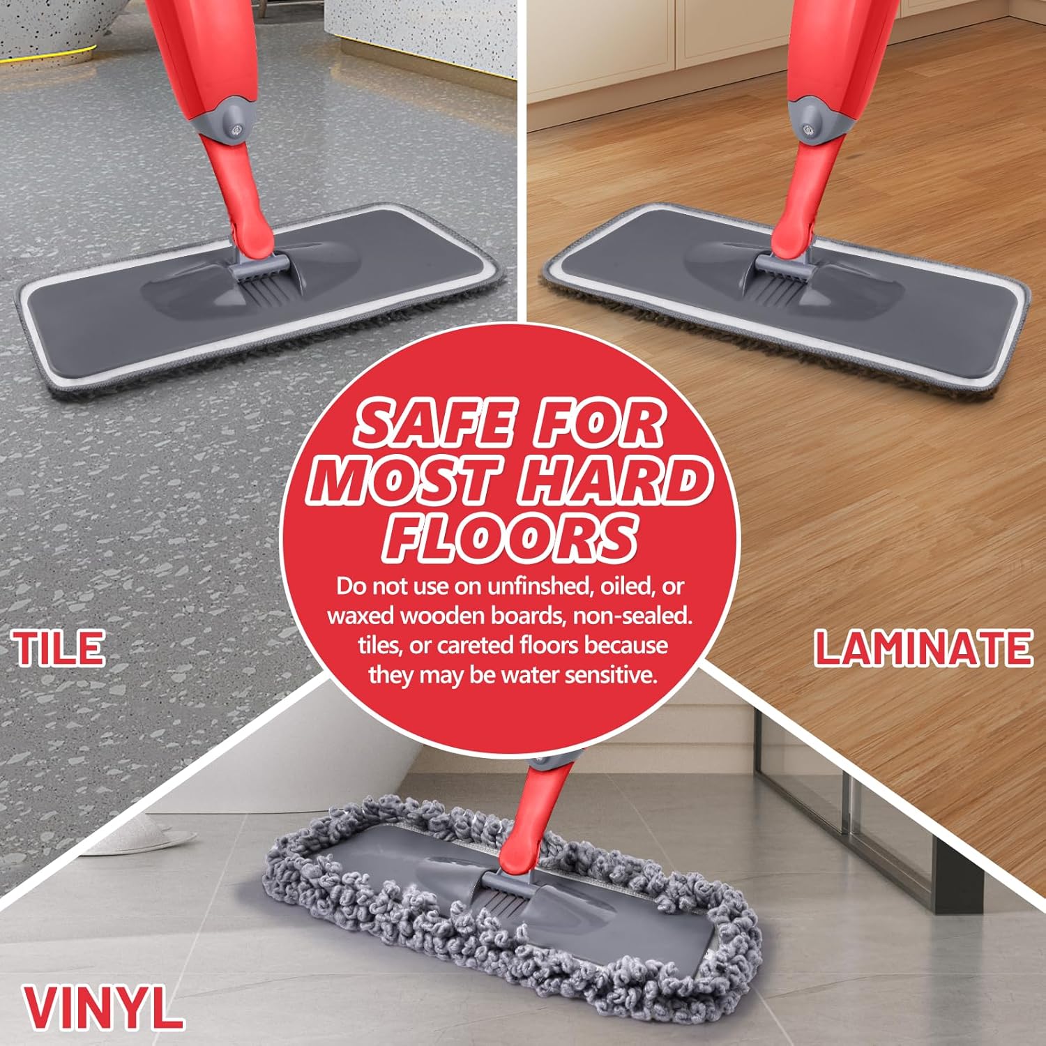 HOMTOYOU Dust Mop for Hardwood Floors: Microfiber Spray Mop for Cleaning Laminate Wood Tile Home