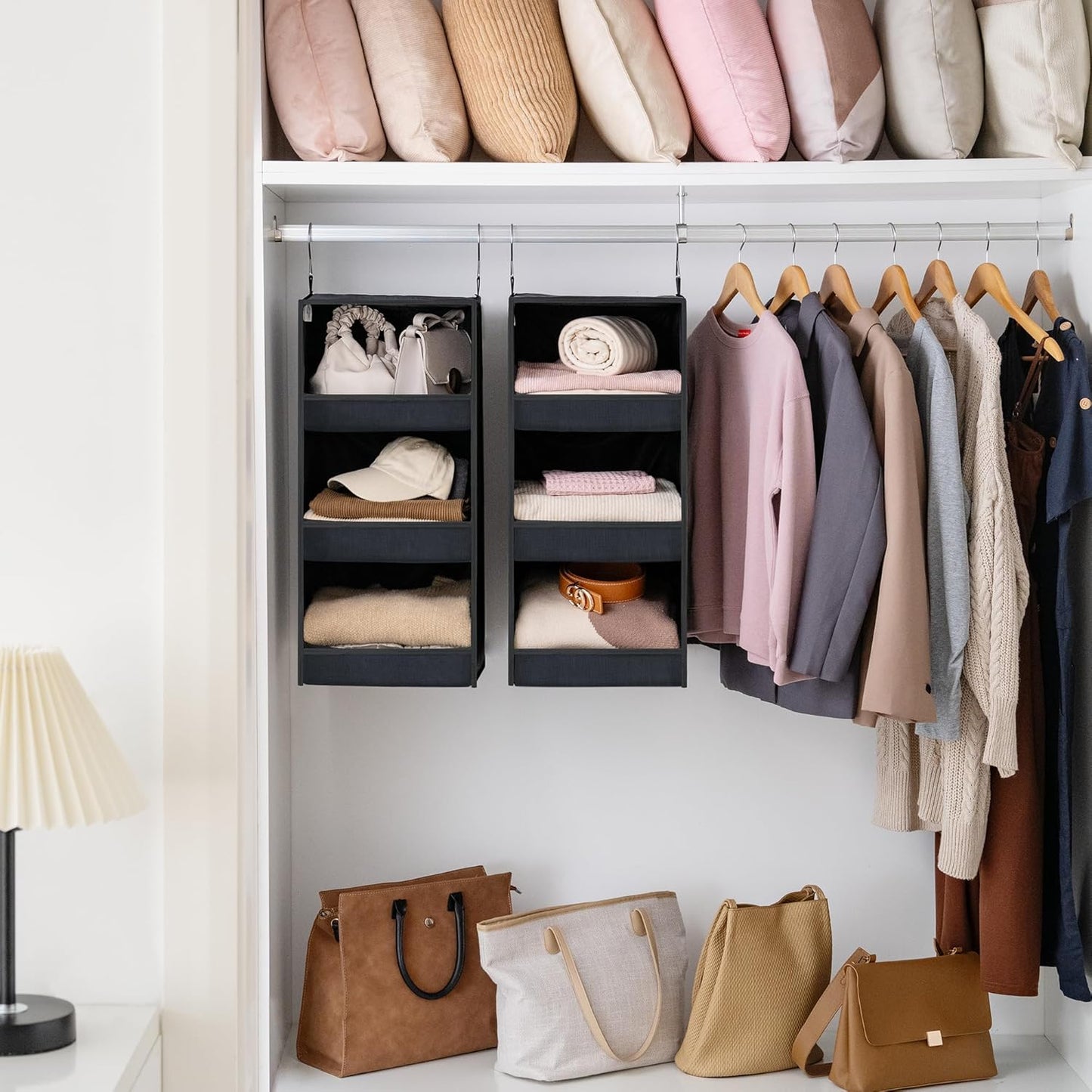 GRANNY SAYS Hanging Closet Shelf, 3-Shelf Foldable Hanging Organizers and Storage, Hanging