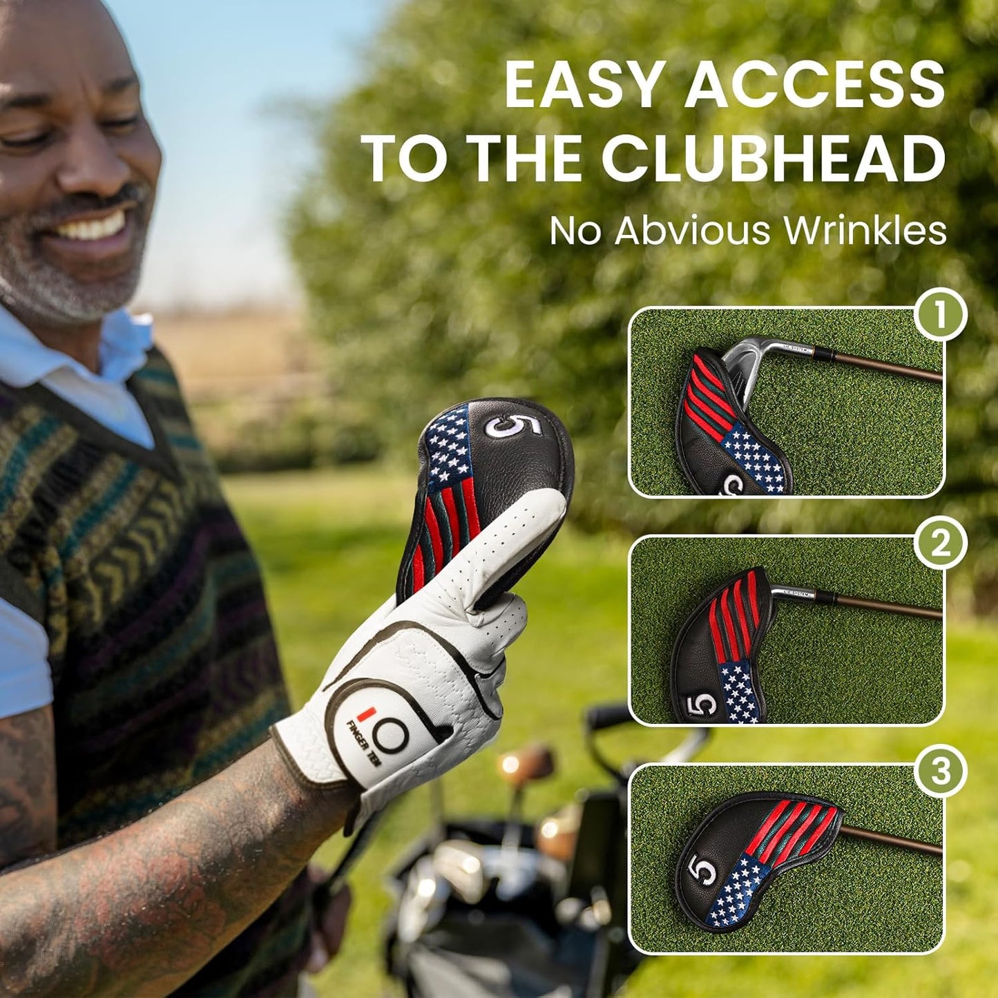 FINGER TEN Premium Synthetic Leather Stylish Iron & Wedge Golf Head Covers Value 12 Piece Set