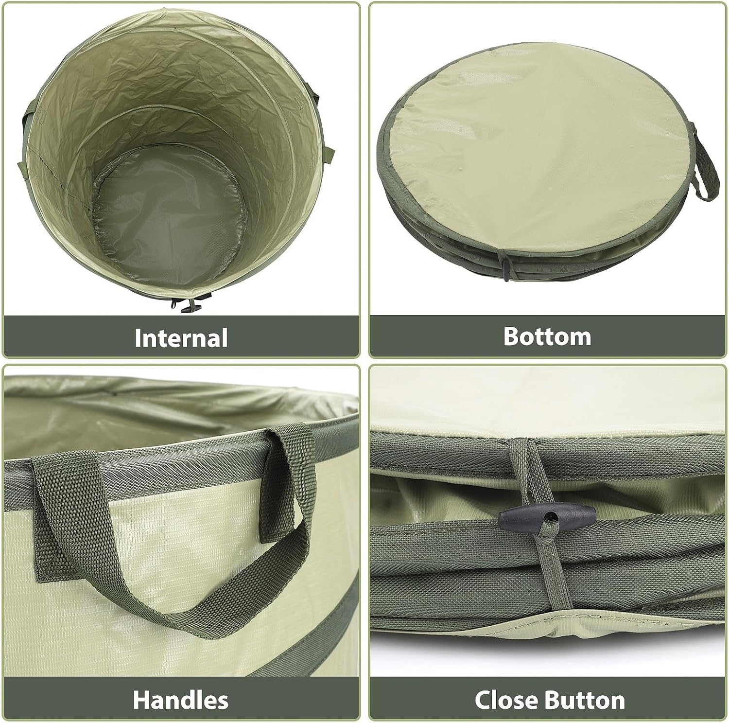 YUDI & GARDEN 45 Gallon Collapsible Garden Bag｜Collapsible Trash Can｜Camping Trash Can, Use for