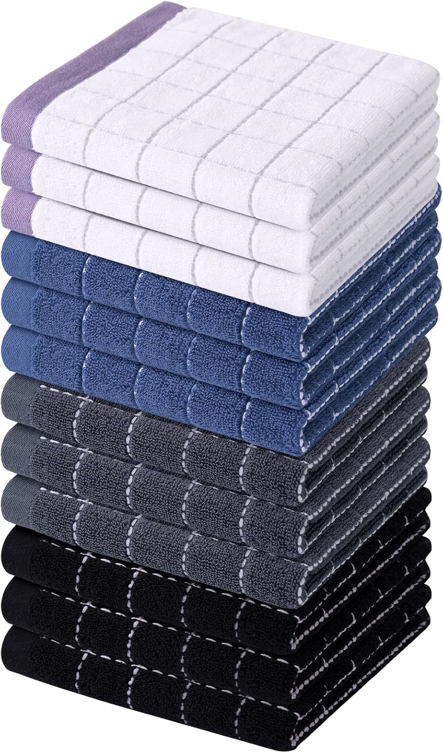 Homaxy 100% Cotton Terry Kitchen Dish Cloths, Ultra Soft and Absorbent Dish Towels for Kitchen