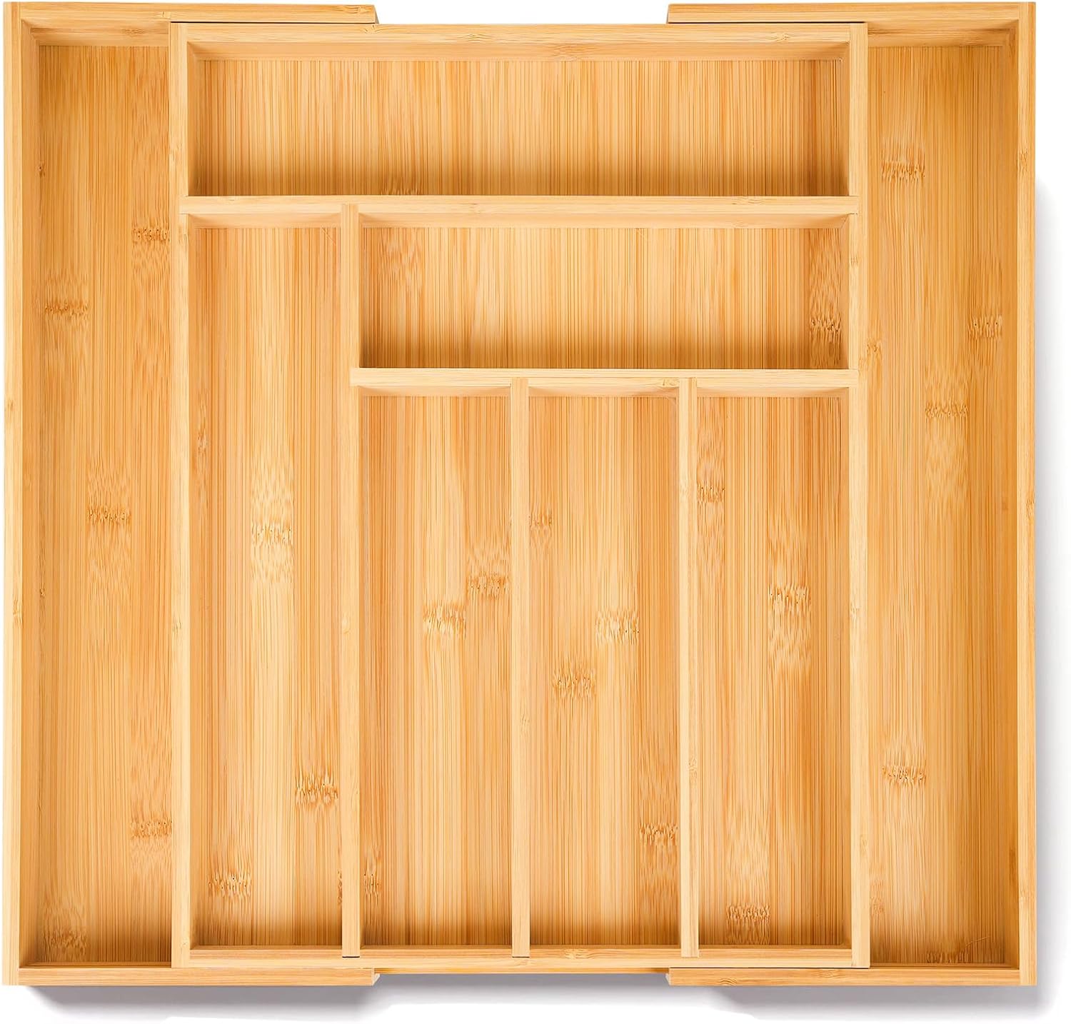 100% Bamboo Expandable Drawer Organizer - Adjustable Utensil and Cutlery Tray for Kitchen, Office