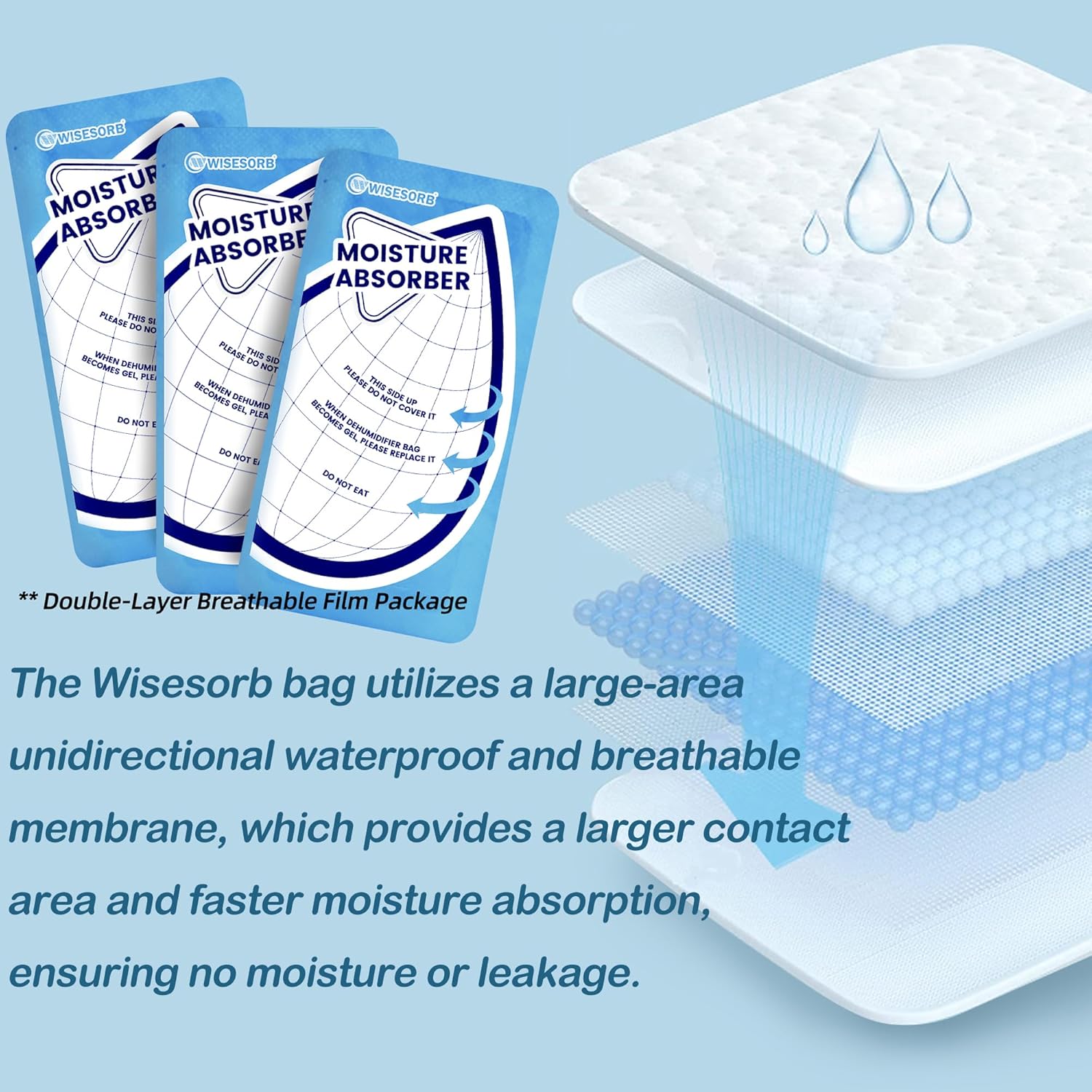25 Gram 10 Packs Moisture Absorbers Packs, Leakproof Desiccant Dehumidifier Bags for Bathrooms