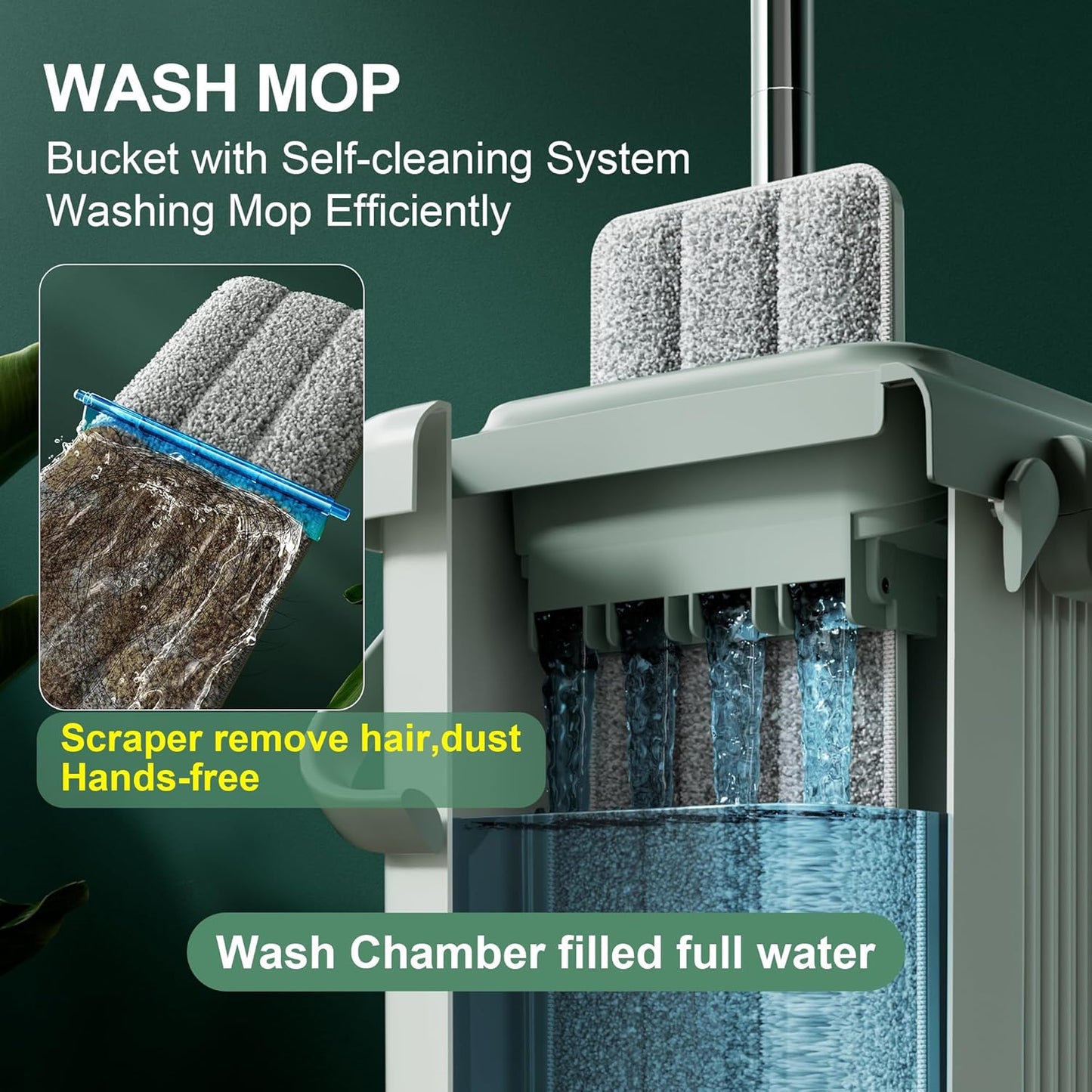 JOYMOOP Mop and Bucket with Wringer Set for Floor Cleaning and Wall Cleaner, Flat Mop and Bucket