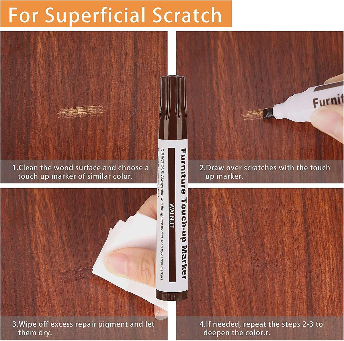 Lifreer Revolutionary Furniture Touch Up Markers, 12 Colors Wood Scratch Repair Markers Kit