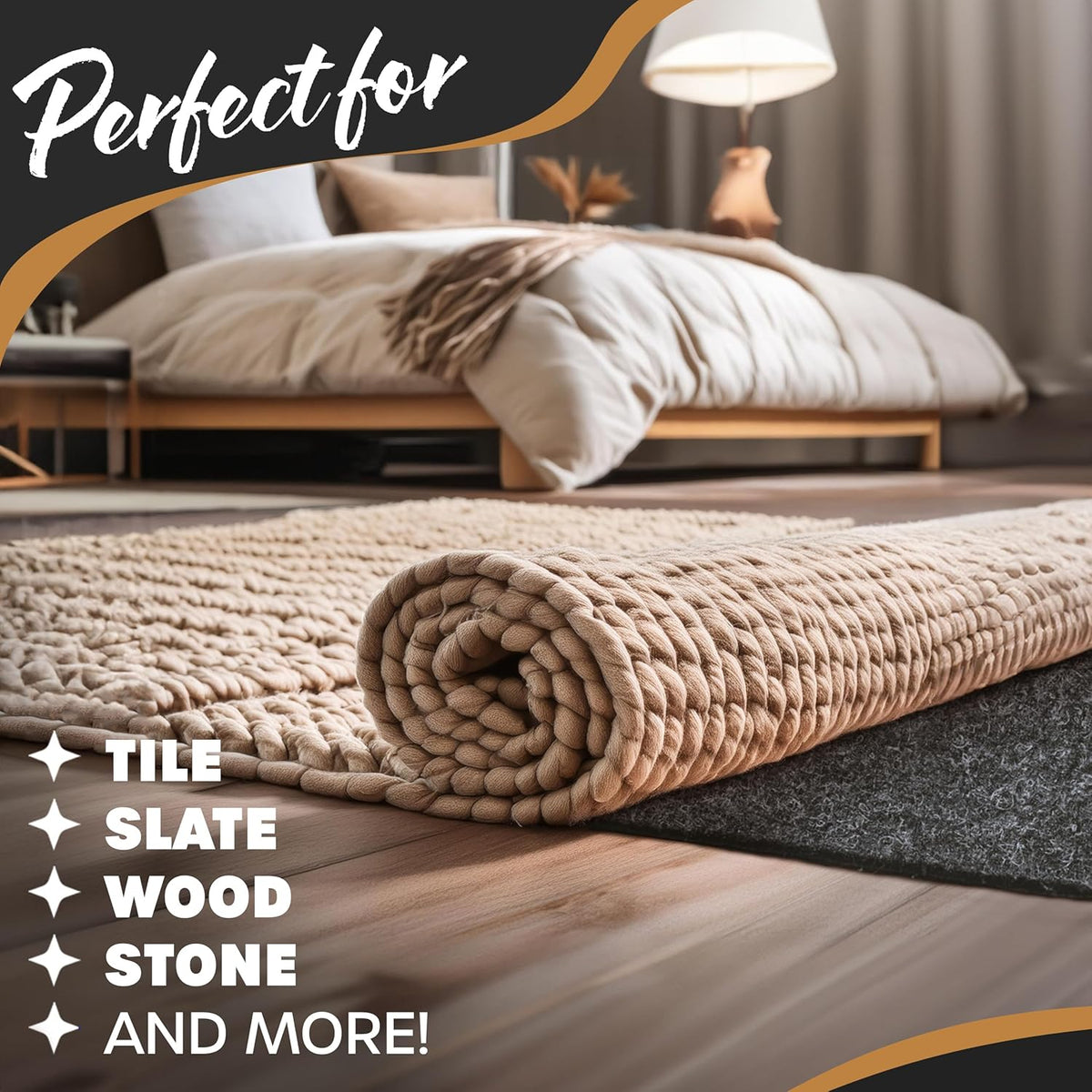 Nevlers 6x9 Rug Pad Non Slip – 1/4" Thick Felt TPO Dual-Layer Grip Mat | Anti Skid Rug Gripper for