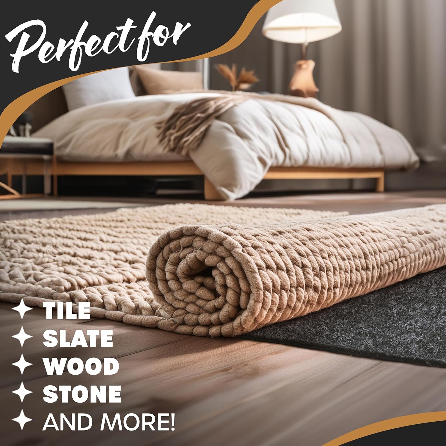 Nevlers 6x9 Rug Pad Non Slip – 1/4" Thick Felt TPO Dual-Layer Grip Mat | Anti Skid Rug Gripper for