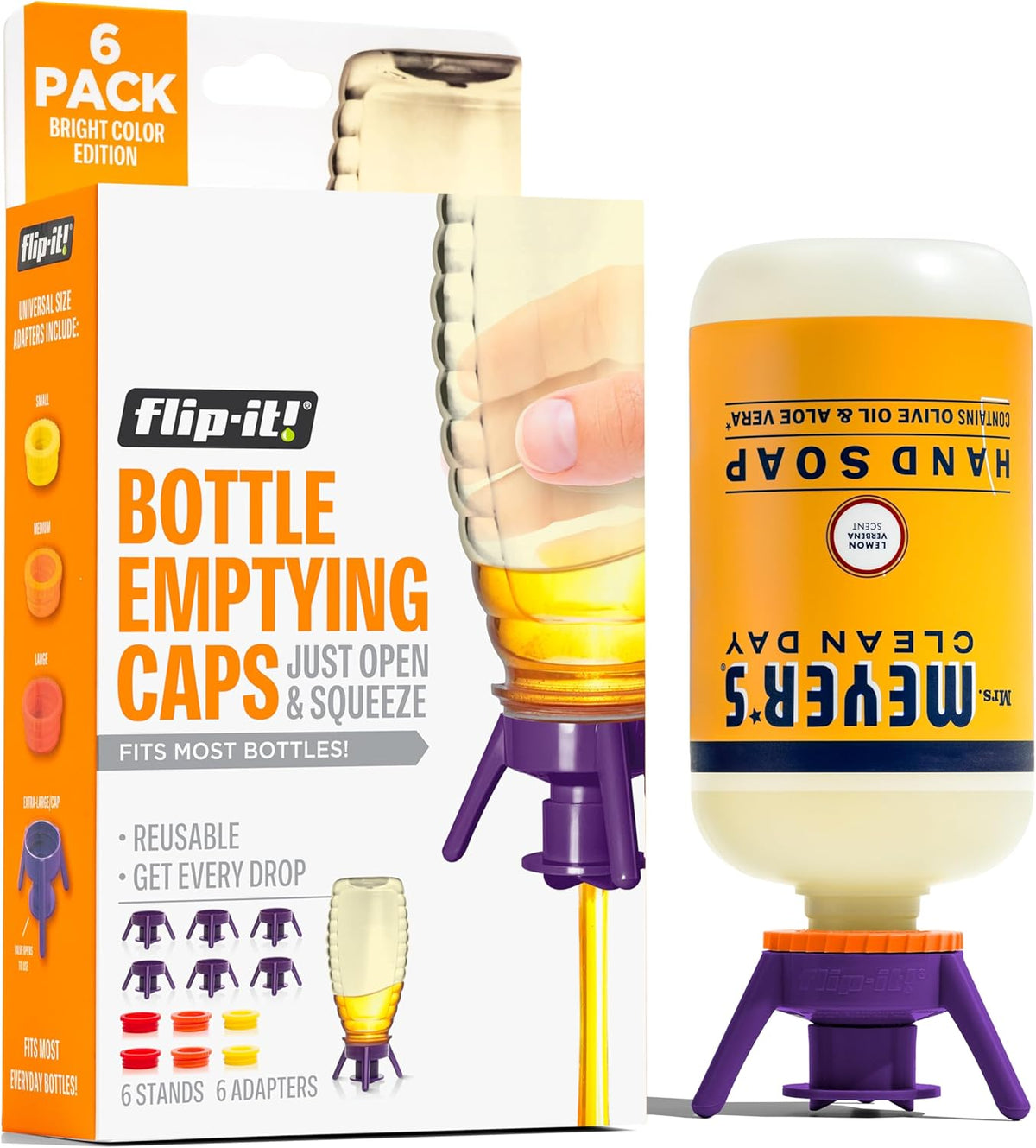 Flip-It! Bottle Emptying Kit – 6 Bottle Pack - No more wasted product - Fits most plastic bottles