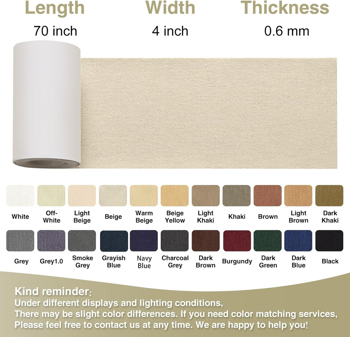 Canvas Repair Tape 4×70 Inch Waterproof Self-Adhesive Fabric Repair Patch for Repairing Boat