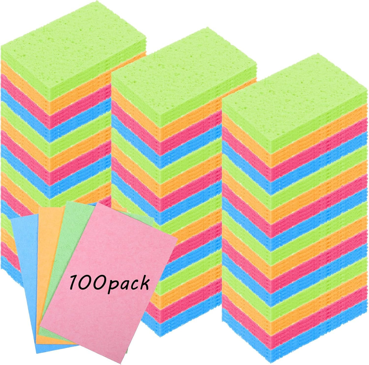 100pcs Kitchen Sponges Bulk Natural Sponges for Dishes Reusable Dish Sponge Scrub Compressed Wood