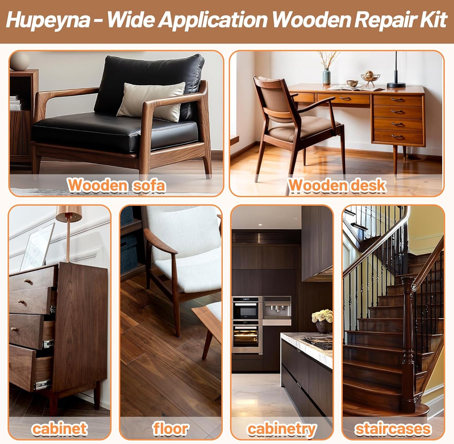 Wood Repair Kit, Wood Furniture Repair Kit, Wood Filler, Wood Putty and Beeswax- Repair Stains
