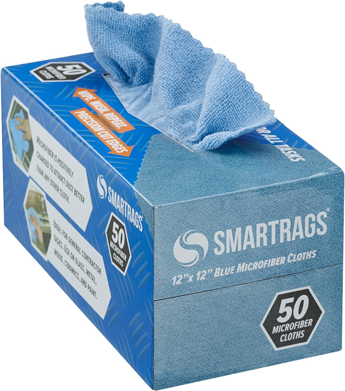 Arkwright Smart Rags in Box - (Pack of 50) Lint Free Microfiber Cleaning Cloth, Scratch &