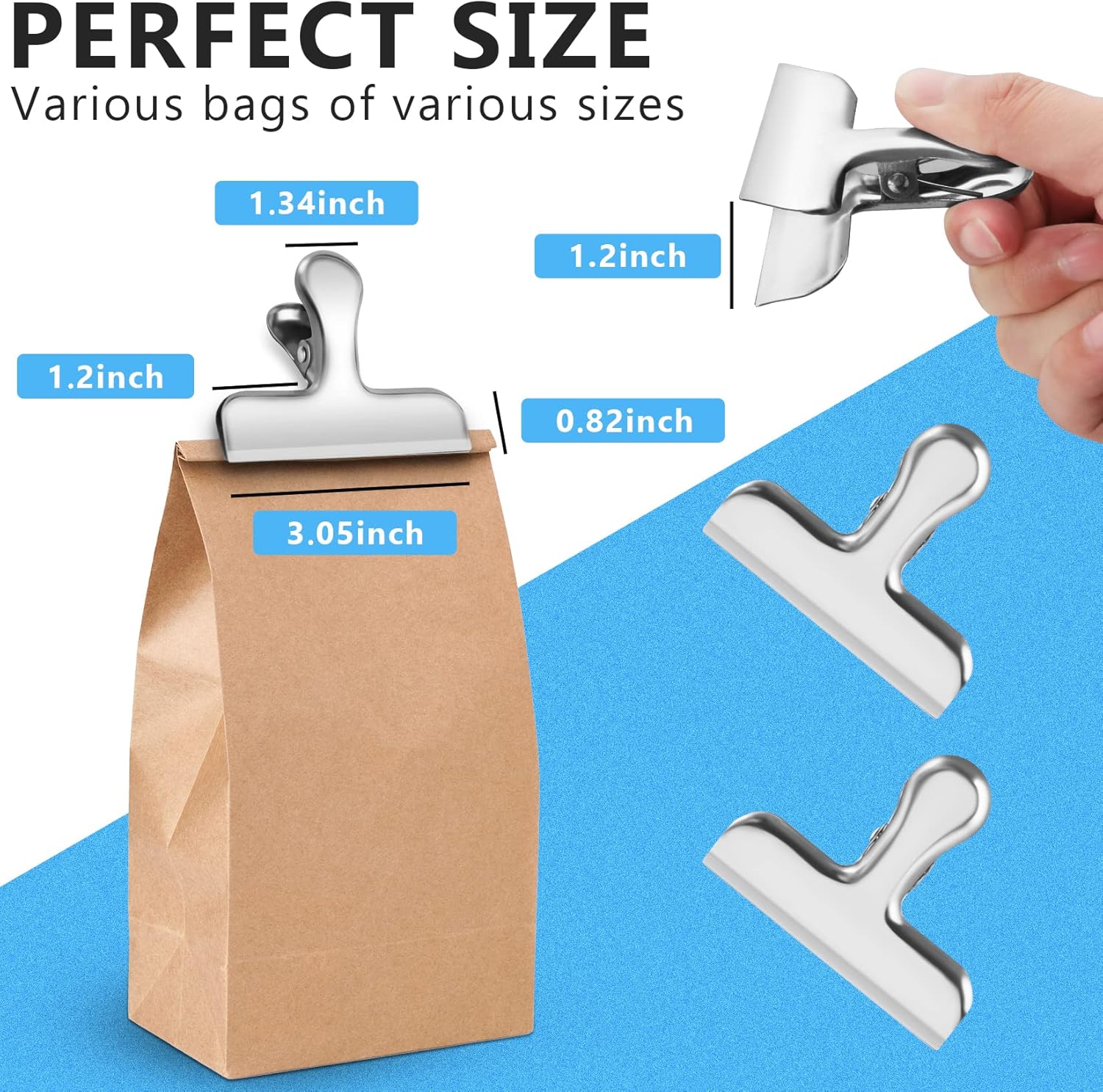 Chip Clips, 8 Pack Stainless Steel Chip Clips, Chip Clips Bag Clips Food Clips, Bag Clips for Food
