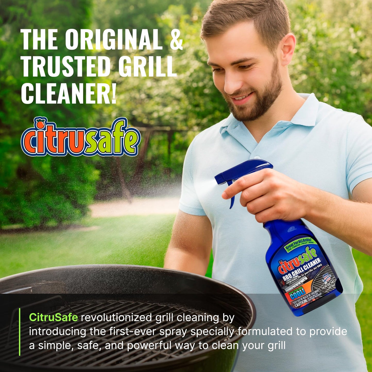 Citrusafe BBQ Grill Cleaner Spray for Outdoor Grill 16 OZ – Safe Heavy Duty Cleaner for Burnt Food