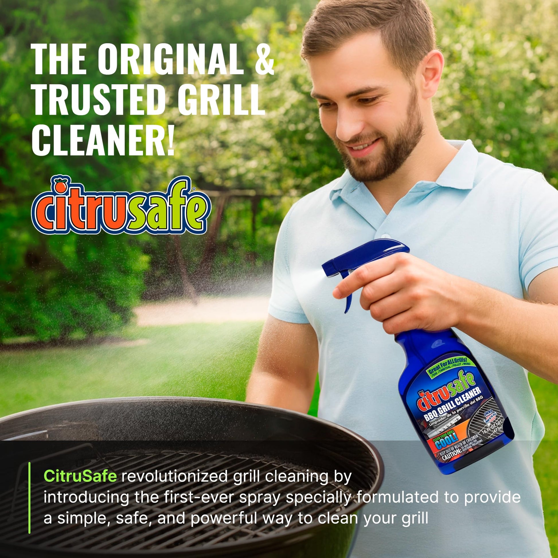 Citrusafe BBQ Grill Cleaner Spray for Outdoor Grill 16 OZ – Safe Heavy Duty Cleaner for Burnt Food