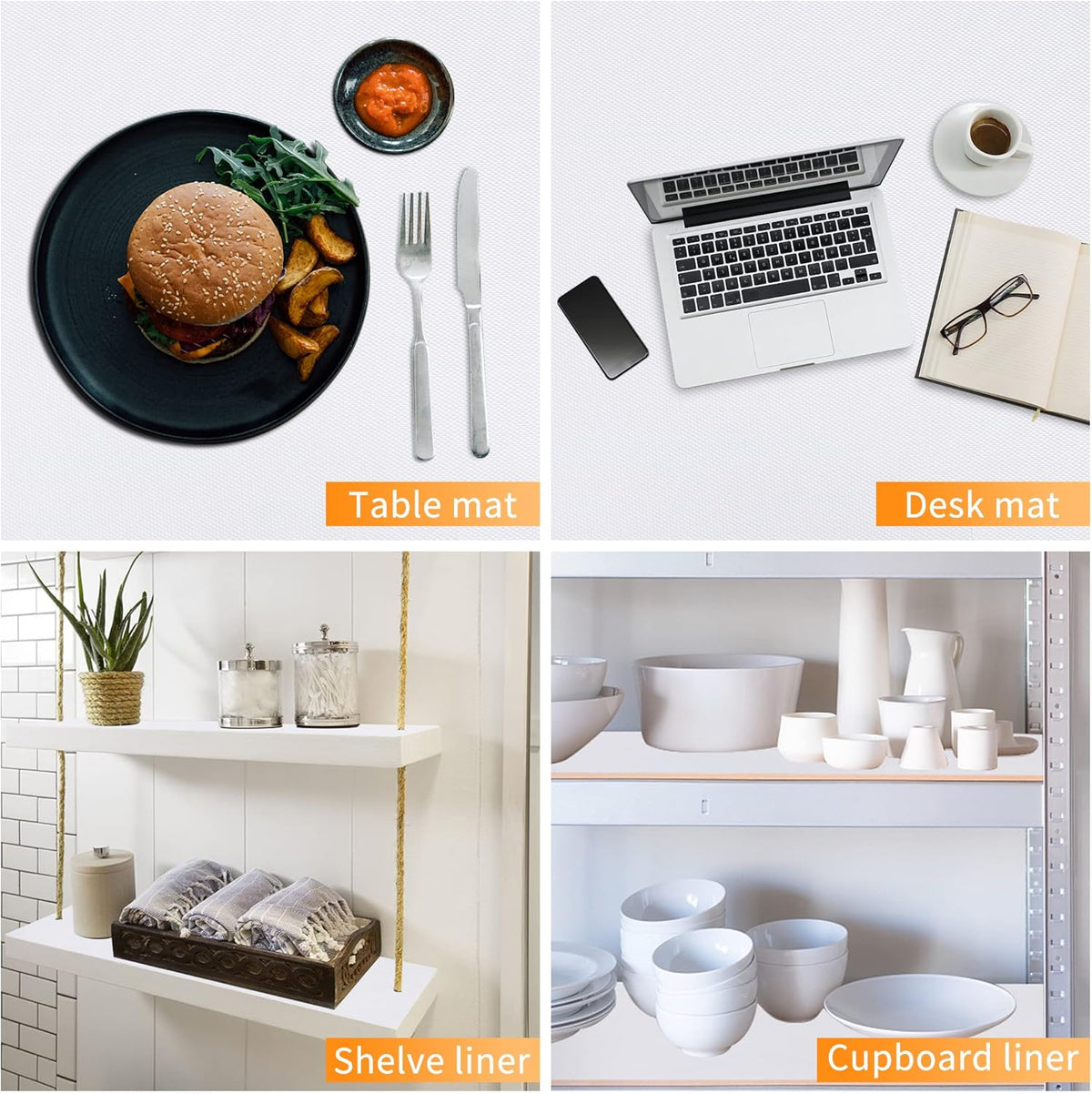 Kitchen Shelf Liner Drawer Liners, Non-Adhesive Refrigerator Liners Waterproof Fridge Mats with