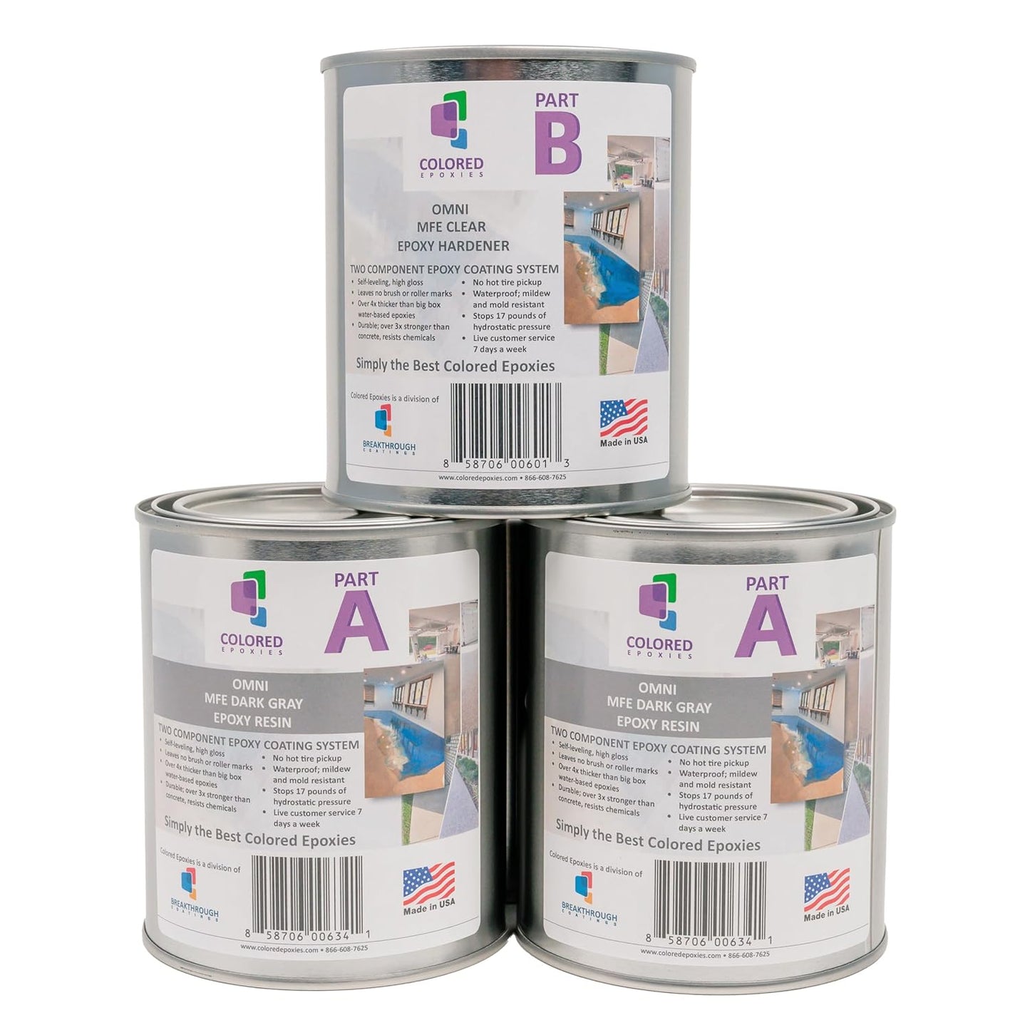 Coloredepoxies 10007 Dark Gray Epoxy Resin Coating Made with Beautiful and Vibrant Pigments, 100%
