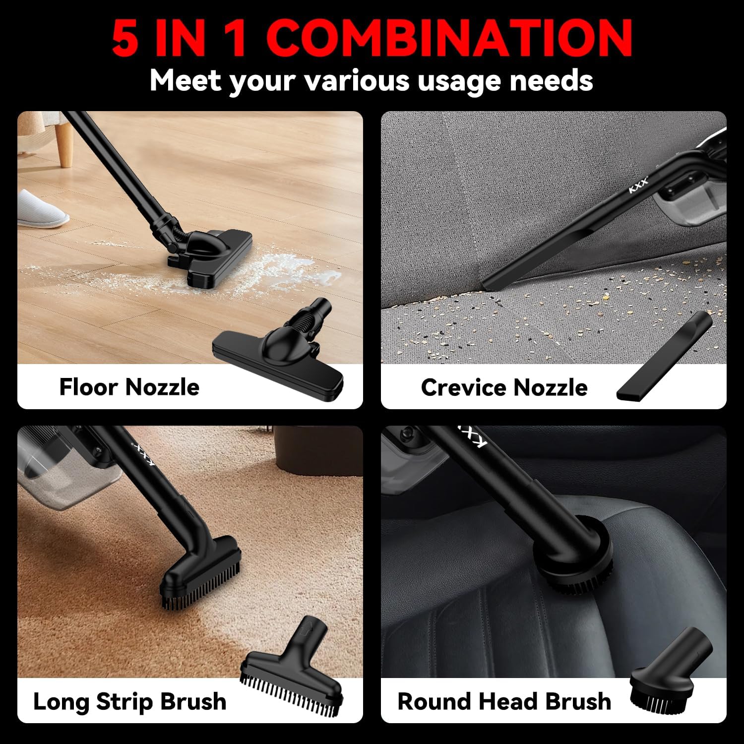 KXX Cordless Vacuum for Milwaukee M18 Battery, 5 in 1 Handheld Electric Vacuum Cleaner with 500W
