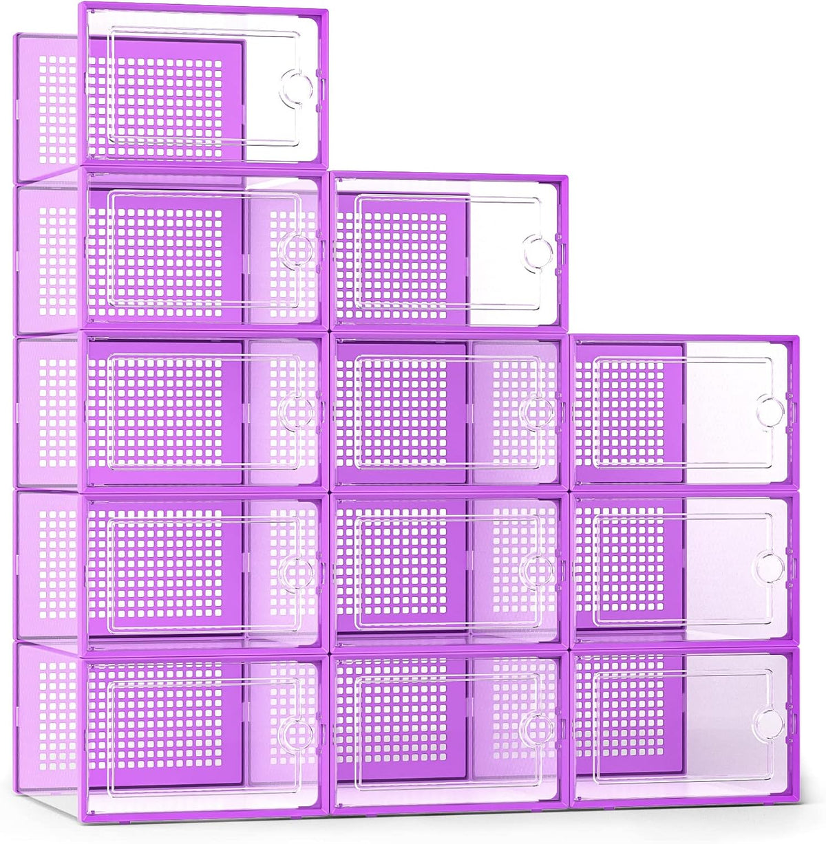 Kuject X-Large Shoe Storage Boxes Organizers Clear Plastic Stackable 12 Pack, Shoe Rack & Holder