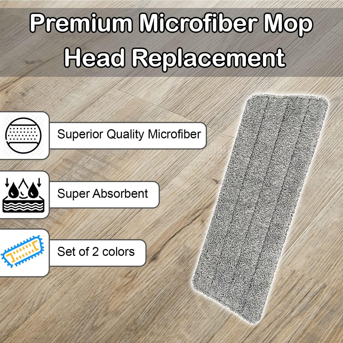 Replacement Mop Head Replacement Microfiber Mop Head Set of 2 per Pack [2 Packs]