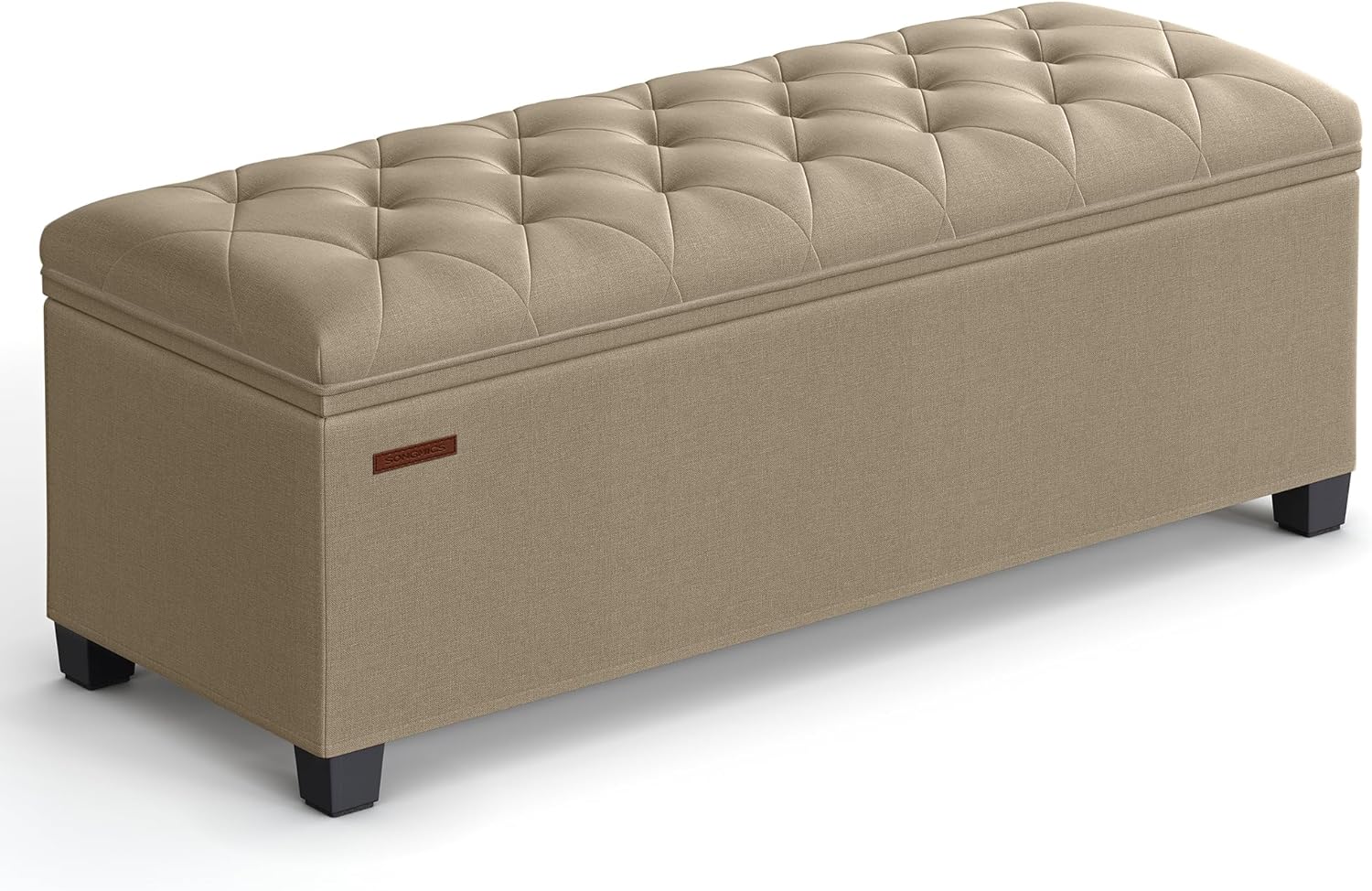 SONGMICS Storage Ottoman Bench, Foot Rest with Legs, 15.7 x 43.3 x 15.7 Inches, End of Bed Bench