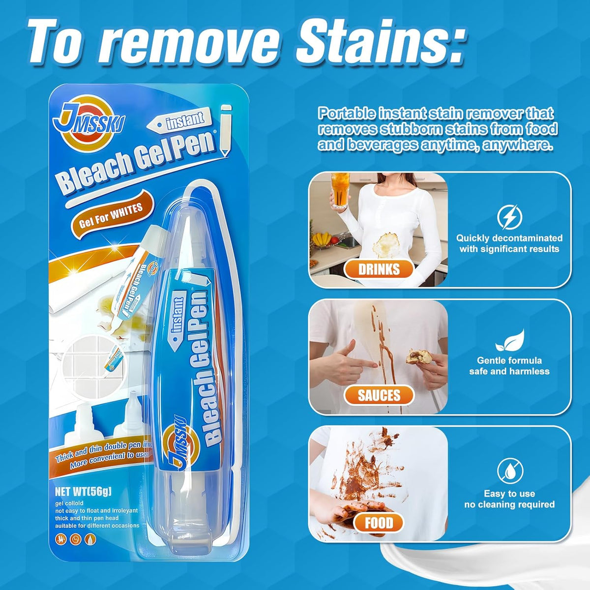 Bleach Pen, Bleach Pen For Clothing, Stain Remover Pen, Mold Stain Remover Gel, Clothing Bleached