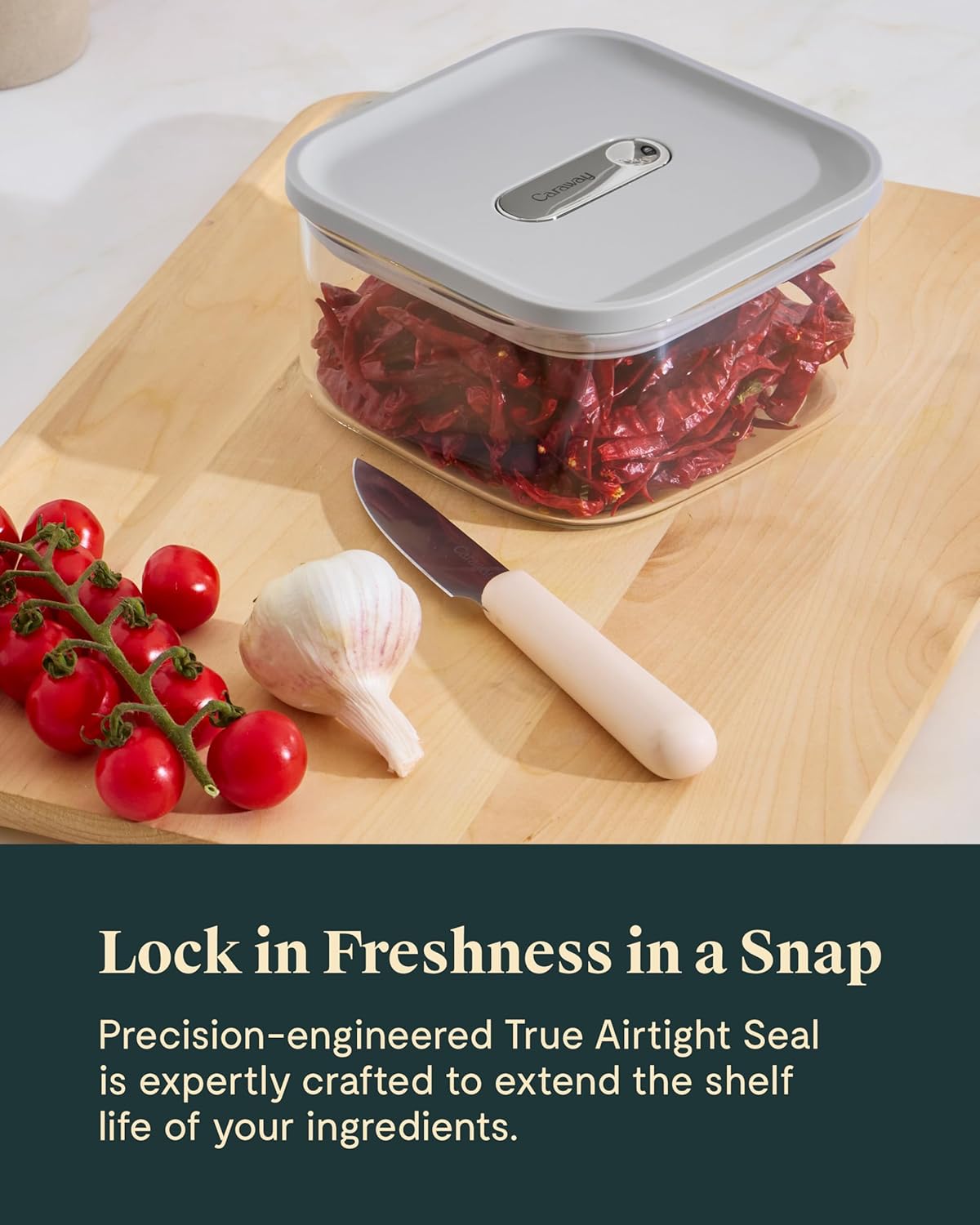 Caraway 1qt Glass Airtight Food Storage Container with Lid – Non-Toxic, BPA-Free Kitchen Storage