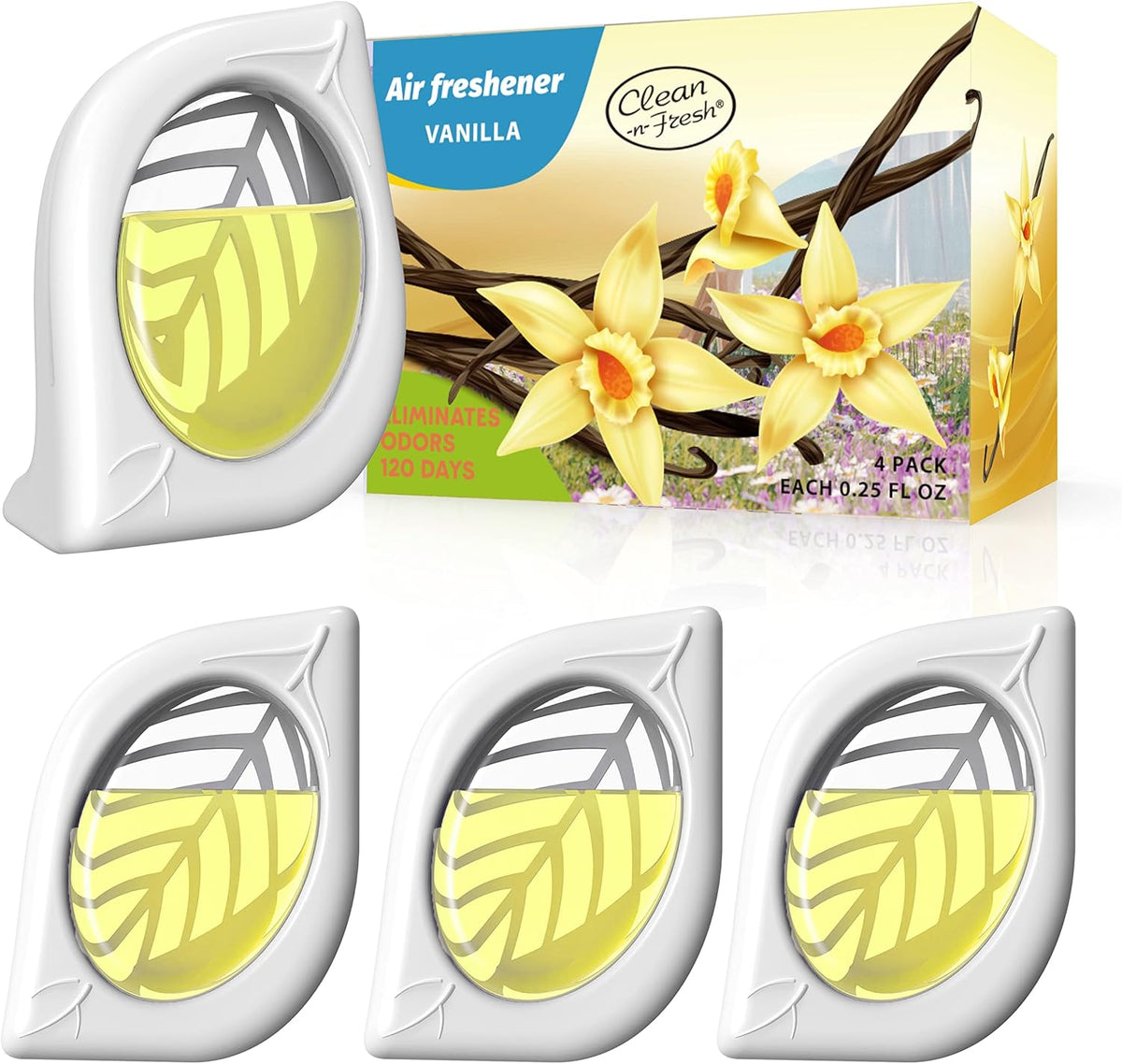 Air Freshener for Home, 4 Pack, Vanilla, Odor Eliminator for Small Area Closets Bathroom Pets