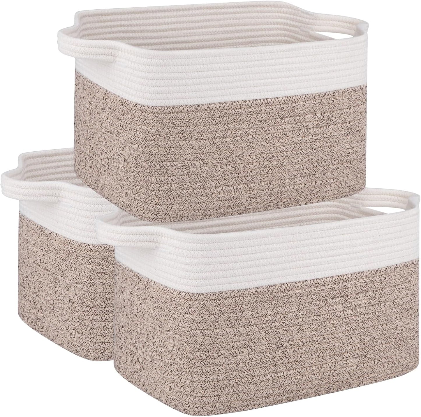 OIAHOMY 3 Pack Storage Baskets for Organizing, 13''X9.85''X8.7'' Storage Bins,Woven Basket with