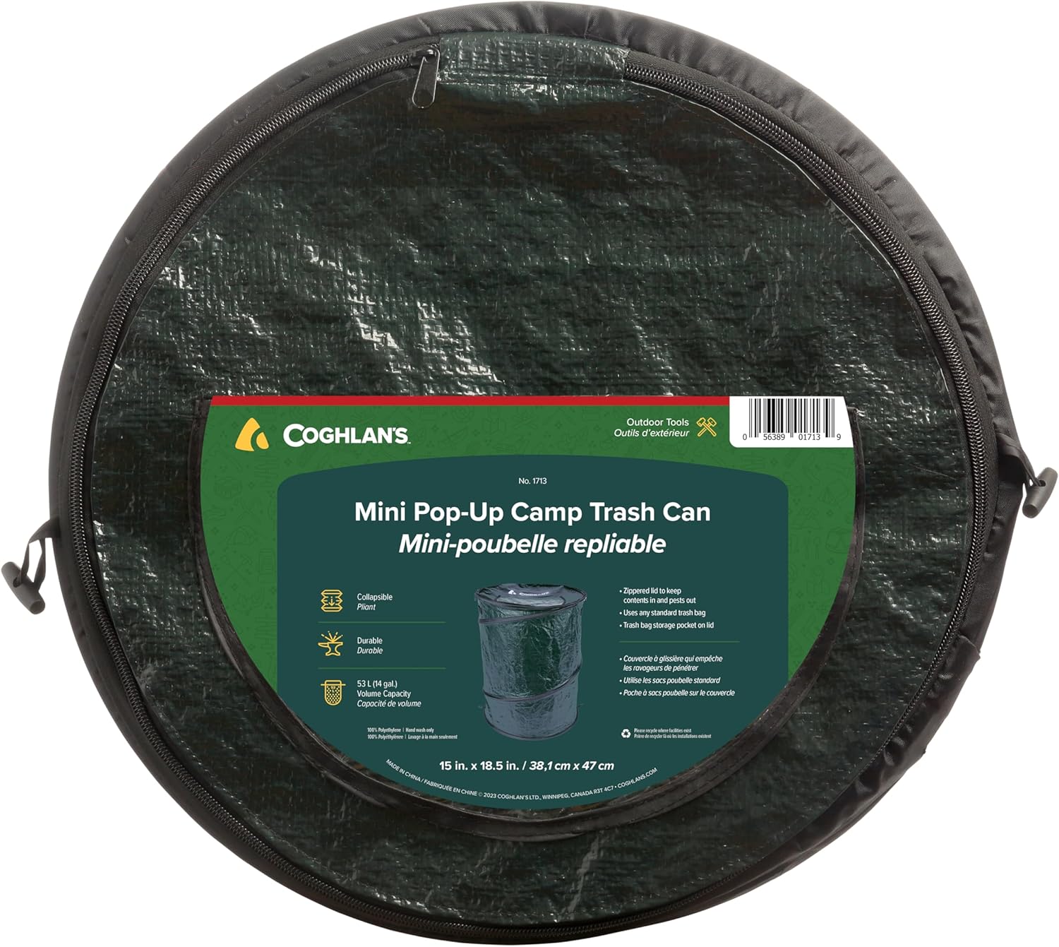 Coghlan's Mini Pop-Up Lightweight Trash Can – Collapsible Waste Bin for Camping, Hiking, Travel