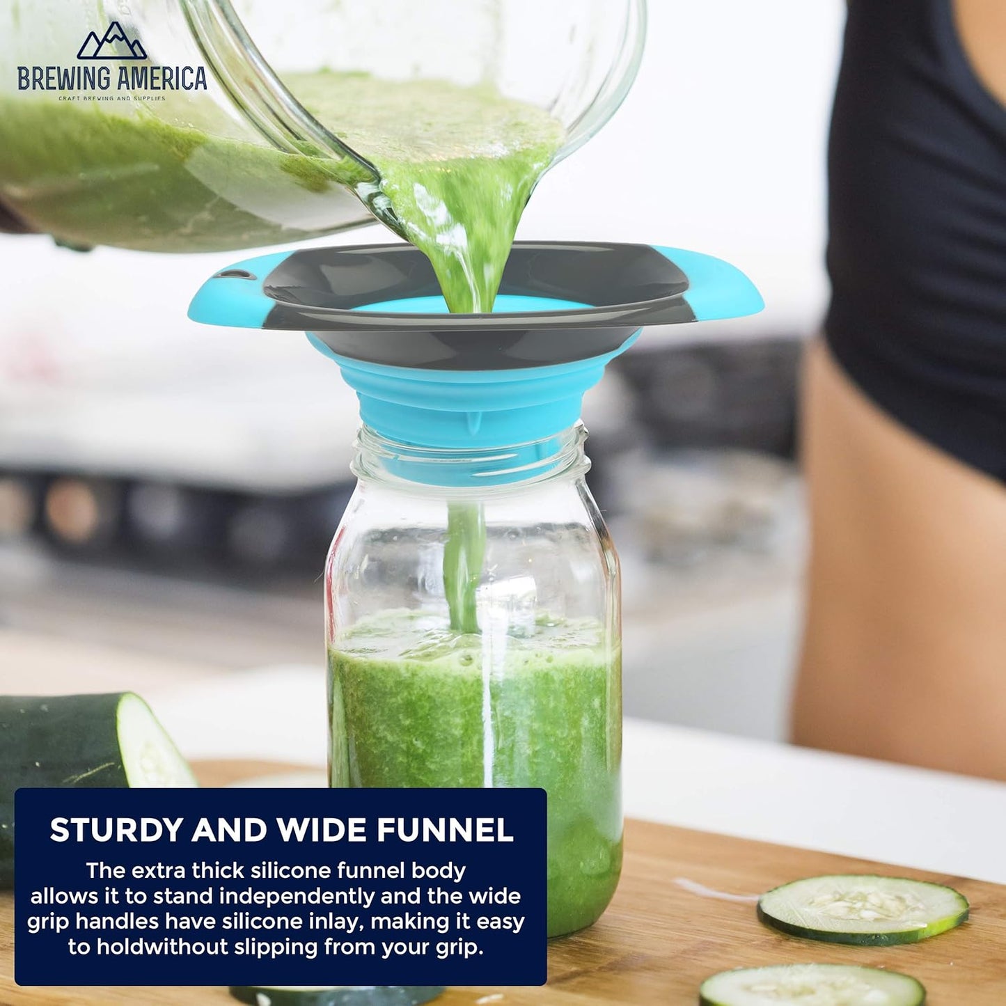 Kitchen Canning Funnel – Collapsible Silicone Food Funnel for Wide Mouth and Regular Mason Jars