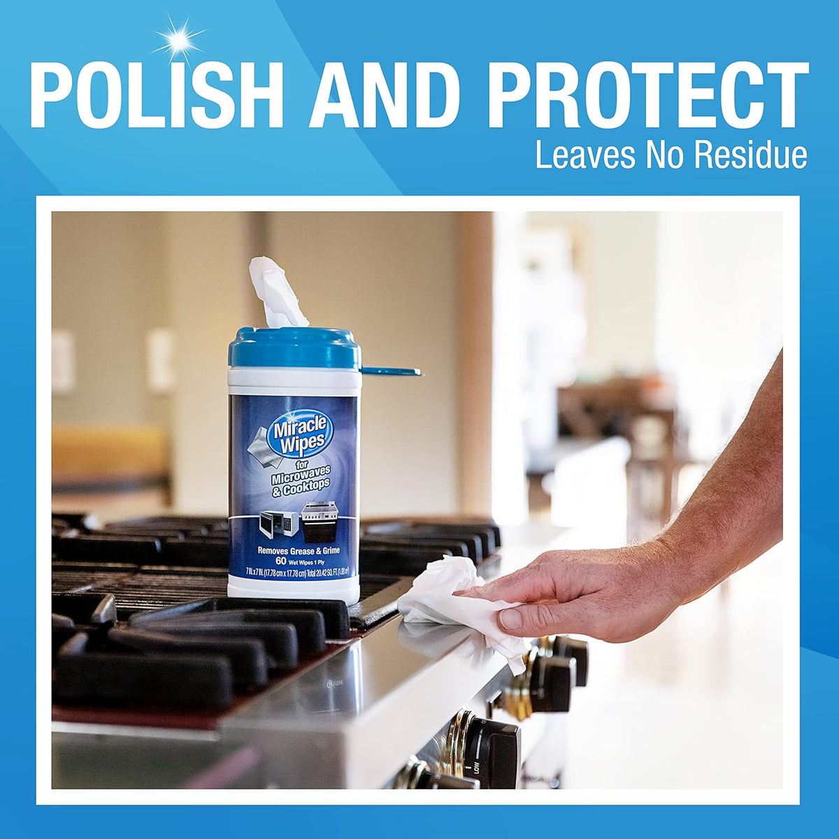 MiracleWipes for Microwaves and Cooktops, Easily Removes Food and Grime Buildup, Safe and
