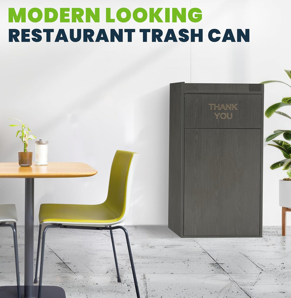 Alpine Restaurant Trash Can Cabinet - Commercial Trash Can 40 Gallon, Garbage Receptacle Indoor
