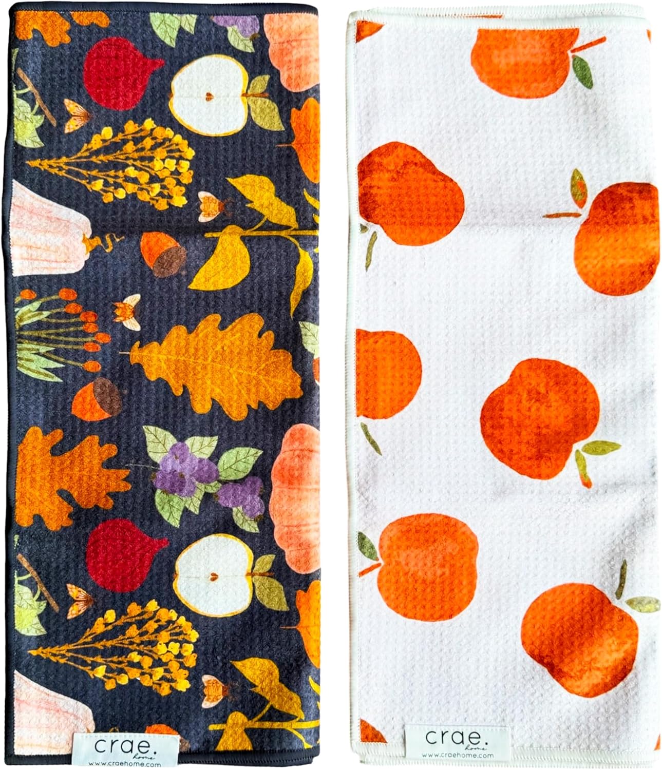 2 Double Sided Microfiber Hand Towels, 17x27 Inches Waffle Design Kitchen Towels Set, Durable &