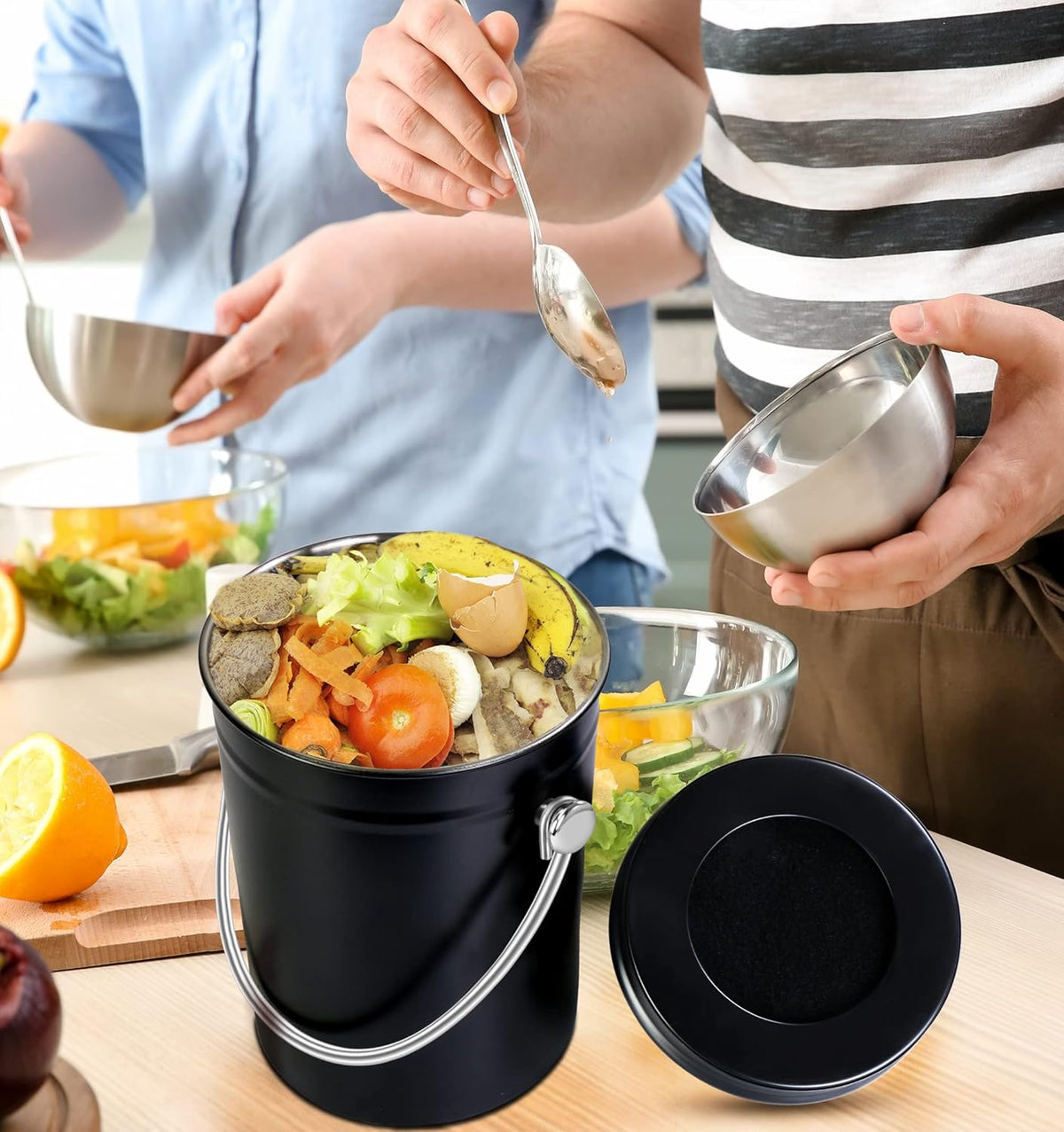 Utopia Kitchen Compost Bin for Kitchen Countertop, 1.3 Gallon Compost Bucket for Kitchen with Lid