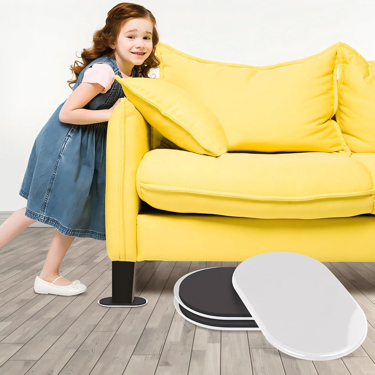 Reusable Large Furniture Movers Sliders for Carpet and Hardwood Floors-8 Pack 9-1/2" Oval Moving