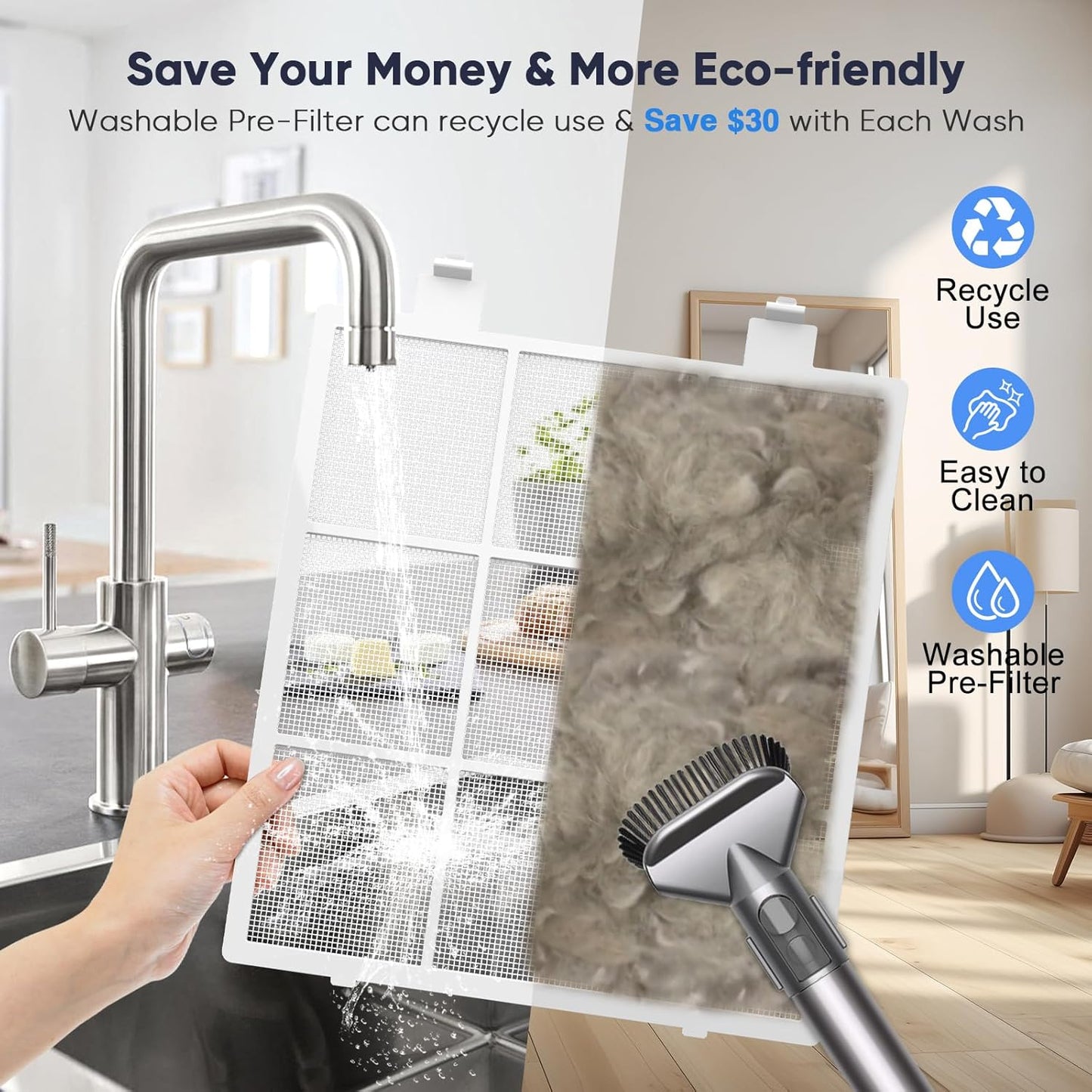 Smart Wifi Air Purifiers for Home Large Room Up to 3000 Ft², DAYETTE Air Cleaner with Washable