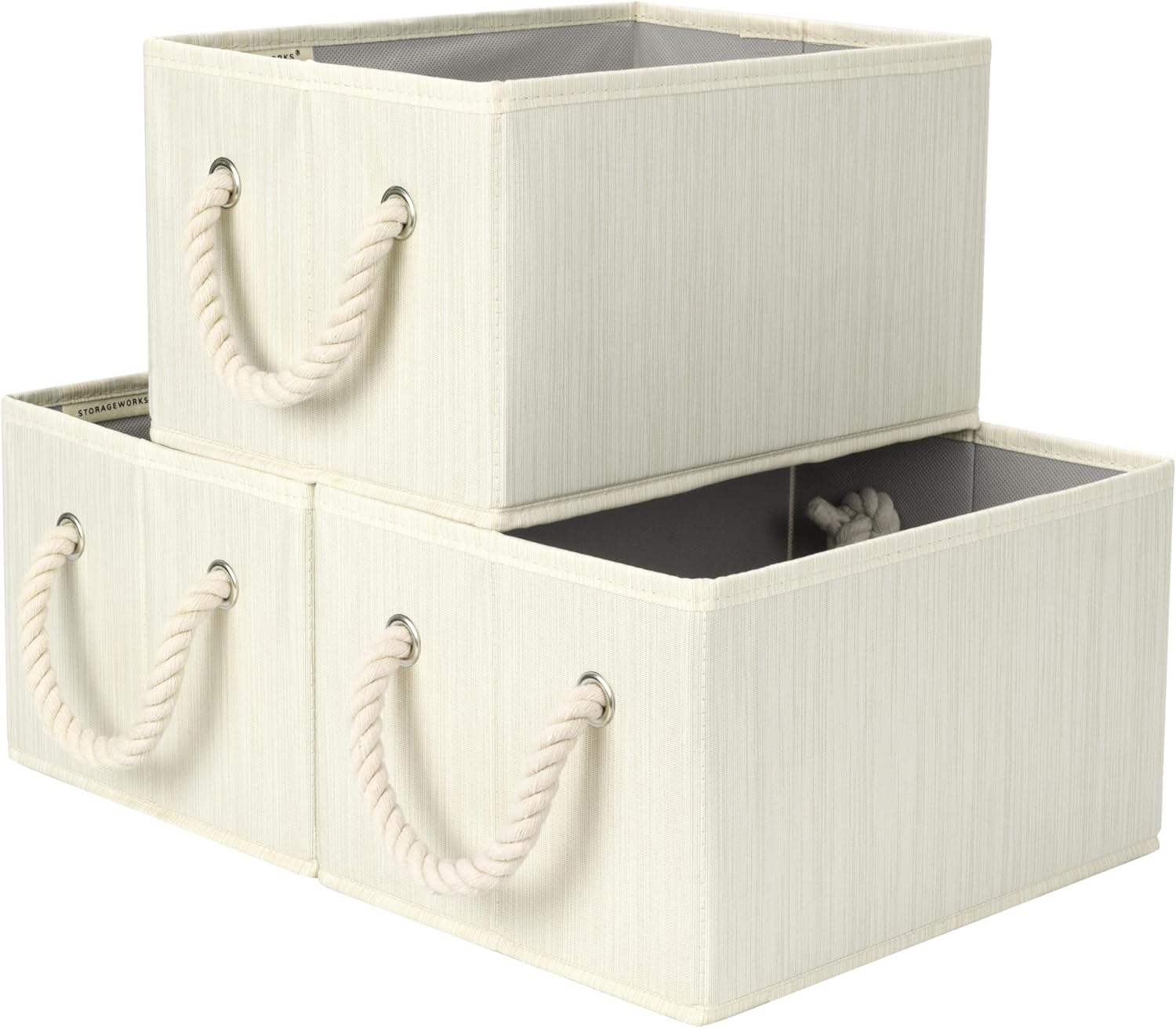 StorageWorks Storage Baskets for Shelves, Foldable Fabric Closet Storage Bins with Handles, Fabric