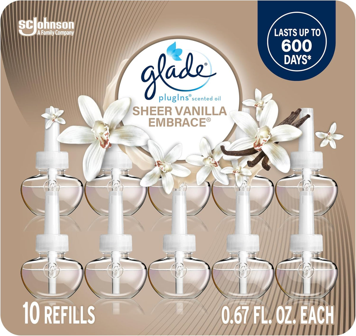 Glade PlugIns Refills Air Freshener, Sheer Vanilla Embrace, Scented and Essential Oils for Home and